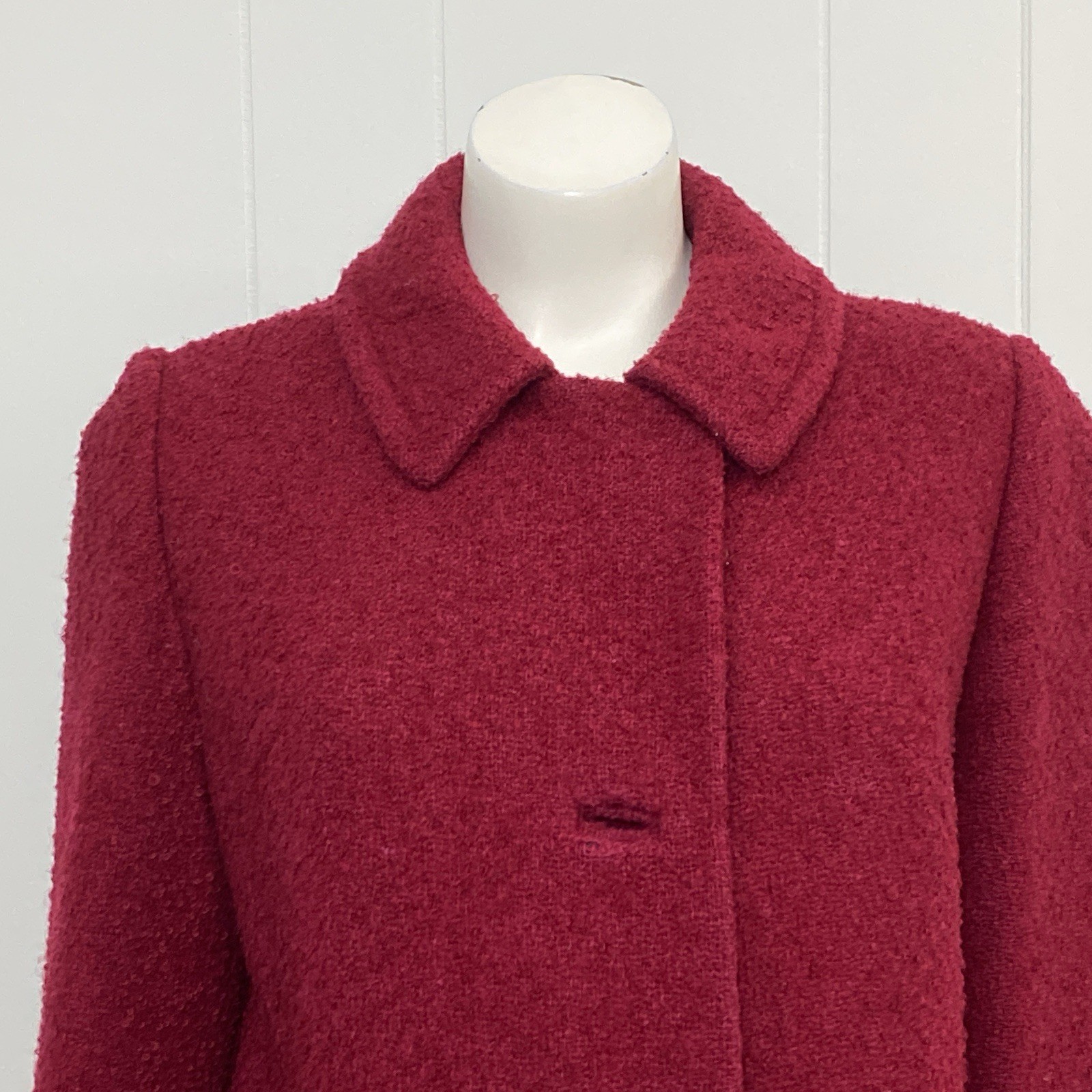 Vintage Union Made 60’s Coat Womens S/M Pink Boucle 3/4 Sleeve Classic Timeless