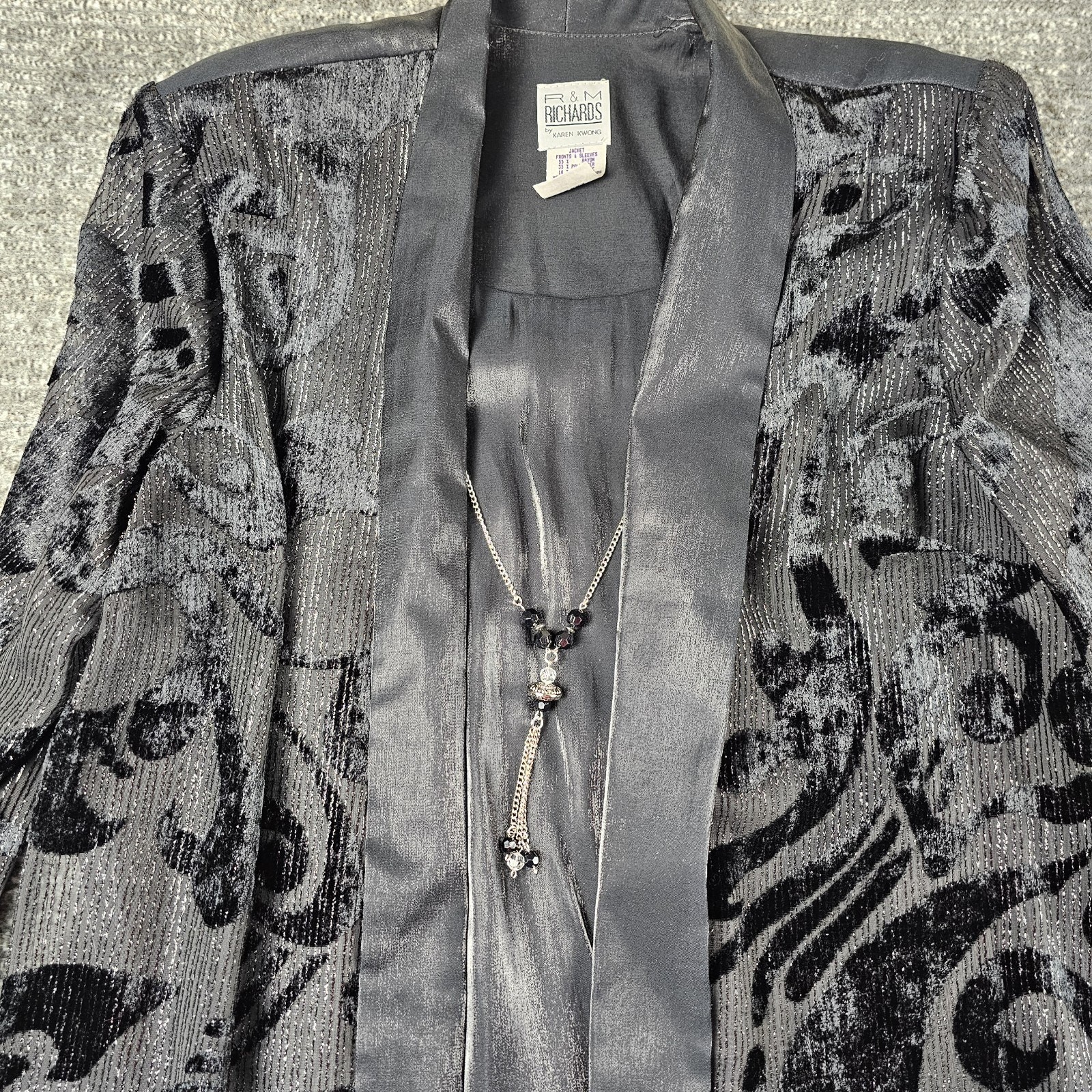 Vintage R&M Richard’s Karen Kwong Sz 18W 2 PC Black Velvet Jacket Gown Set 4842