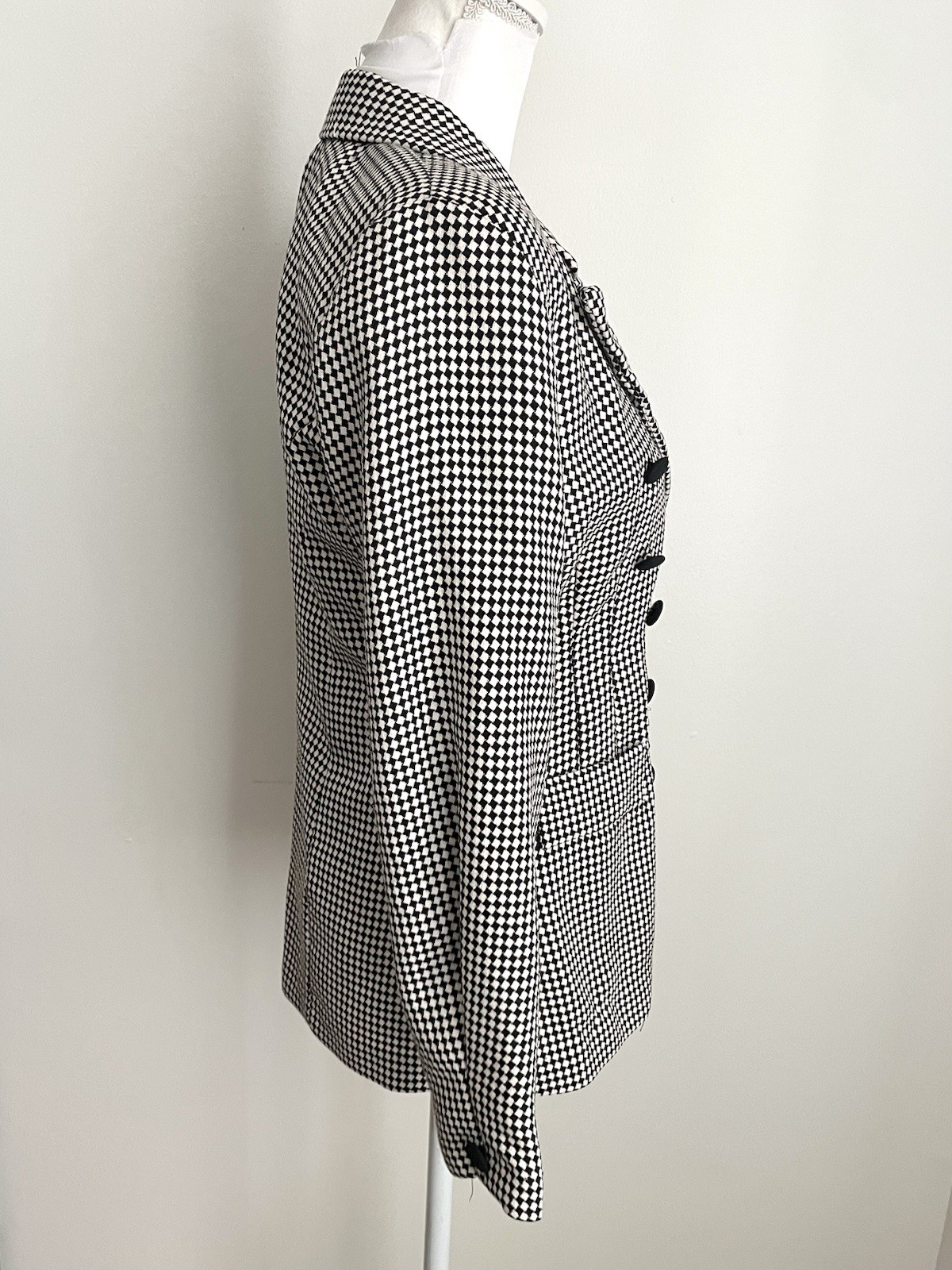 Vintage Black and White Checkered Double-Breasted Blazer By Mark Farrel Size M