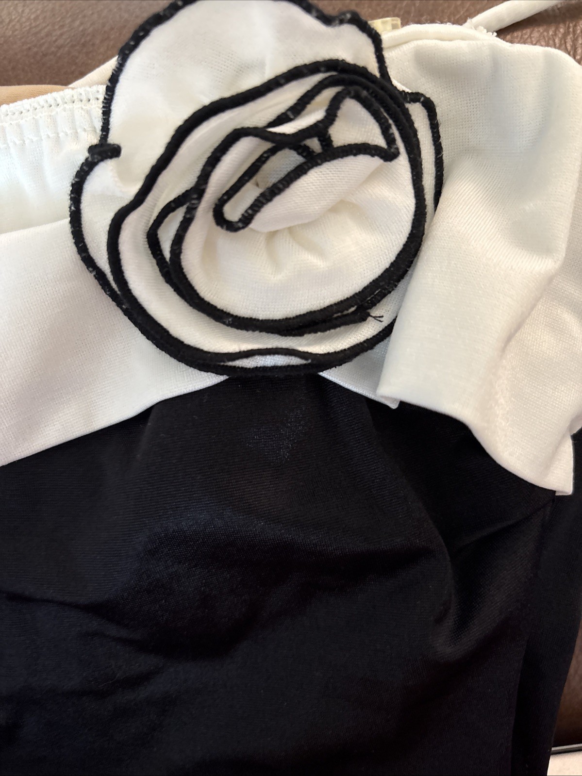 Swimsuit VTG Rose Marie Reid Black With White flowers One Piece Size 14 halter
