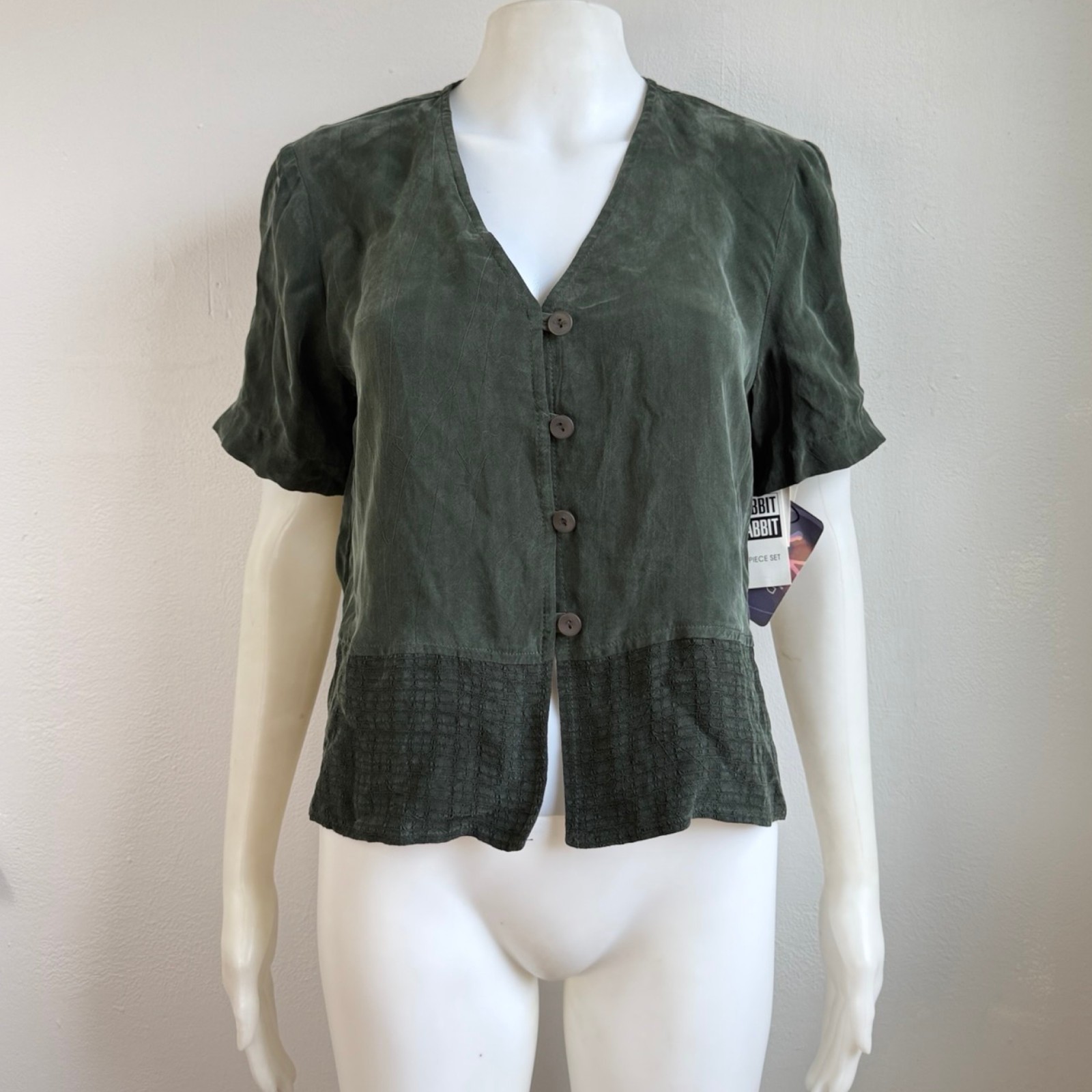 Vintage Green Dress & Top Set Size Small 90s Bember Rayon Co Ord Oufit Set Maxi