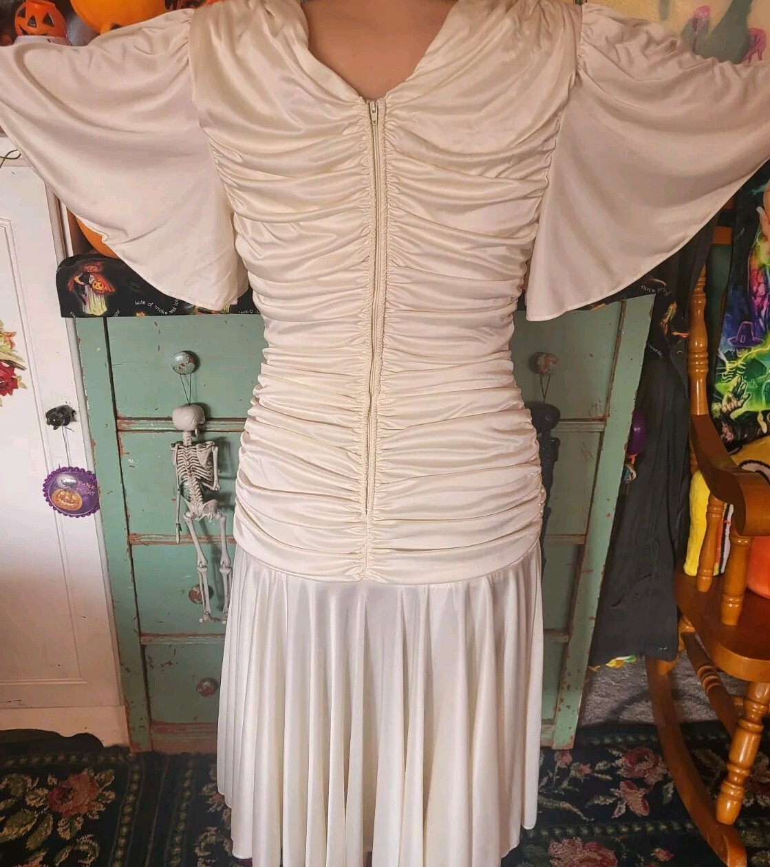 Filigree Lt vintage beaded womens S M Dress size 6 ruched bridal party chic