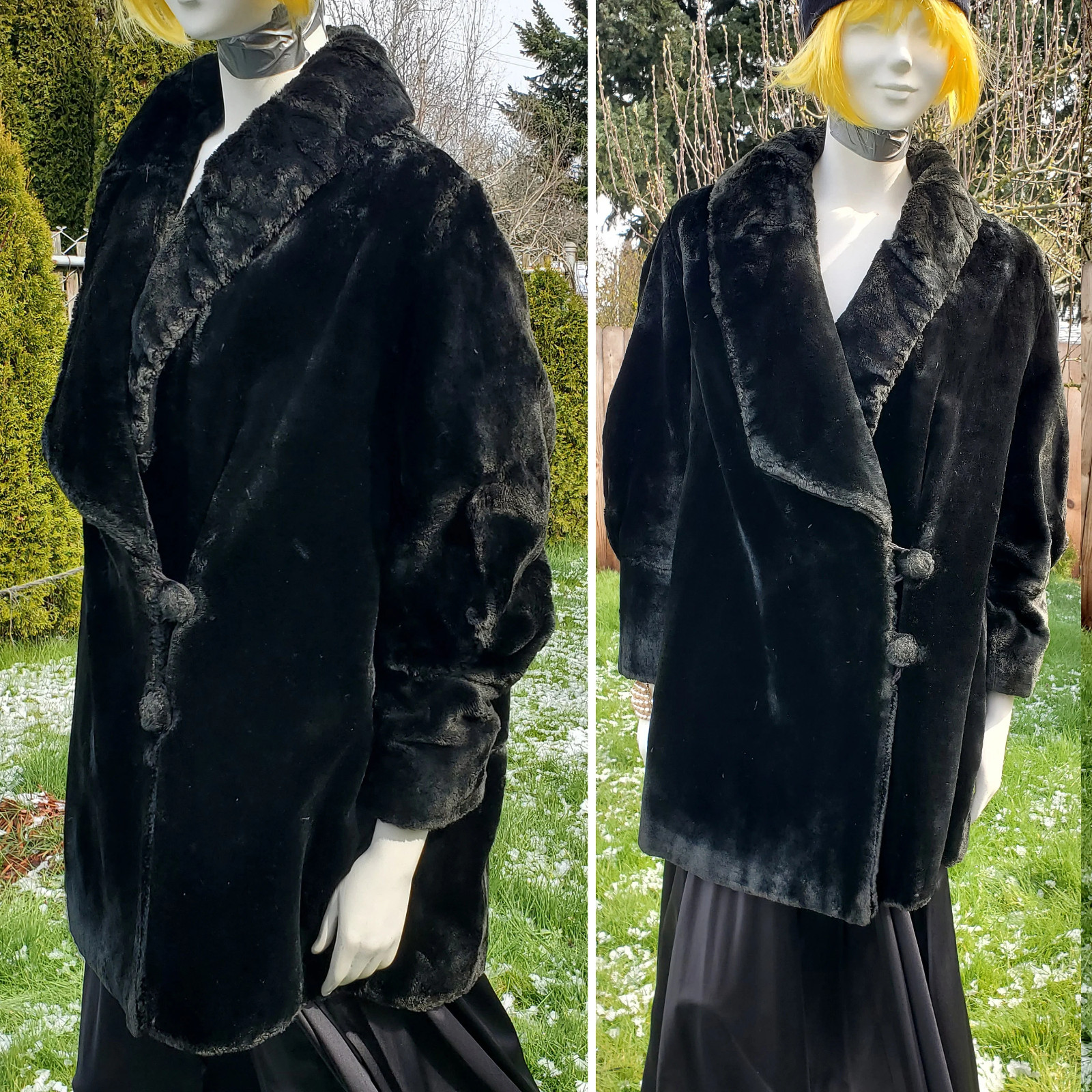 Beautiful Hind & Harrison Hudson Seal Black Dyed Muskrat Flapper Girl Coat 1920s