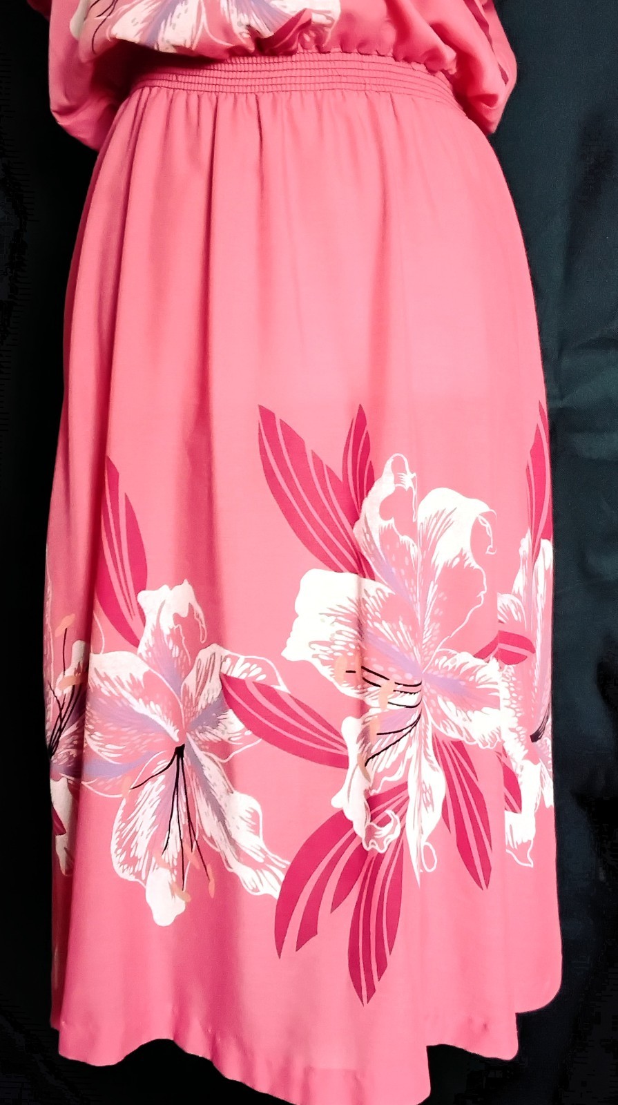 Vintage 80s John Richard Of California Pink Floral Midi V Neck Dress Sz 13