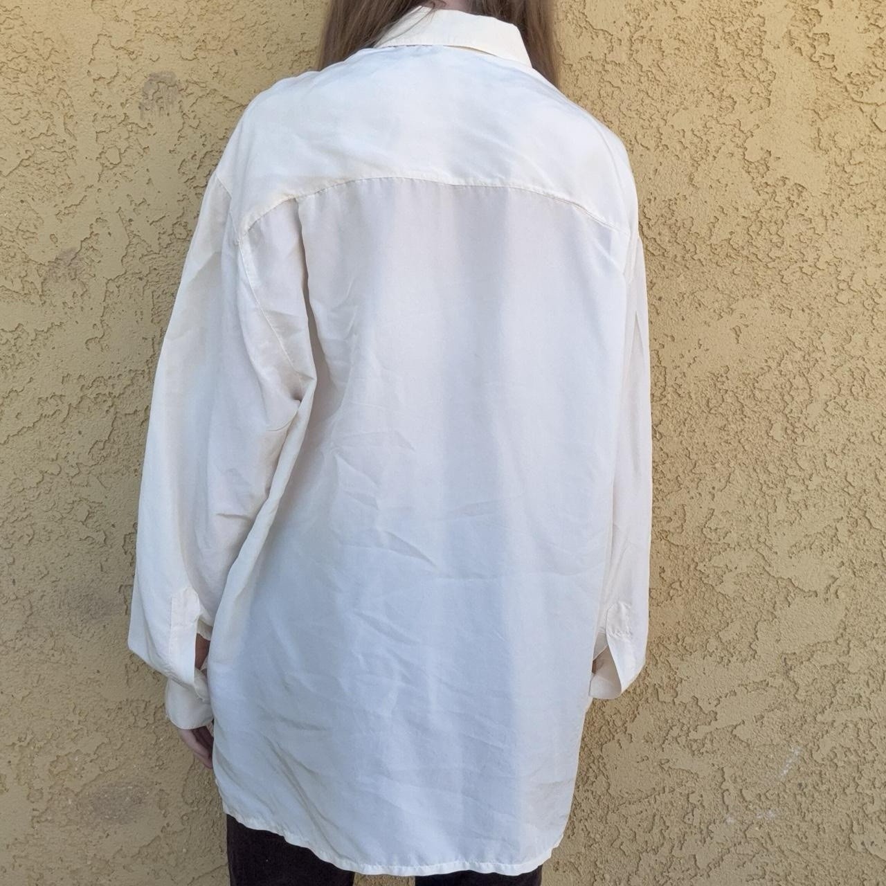 Carol Horn Vintage White Silk Blouse Embroidered Hat Design Size Large