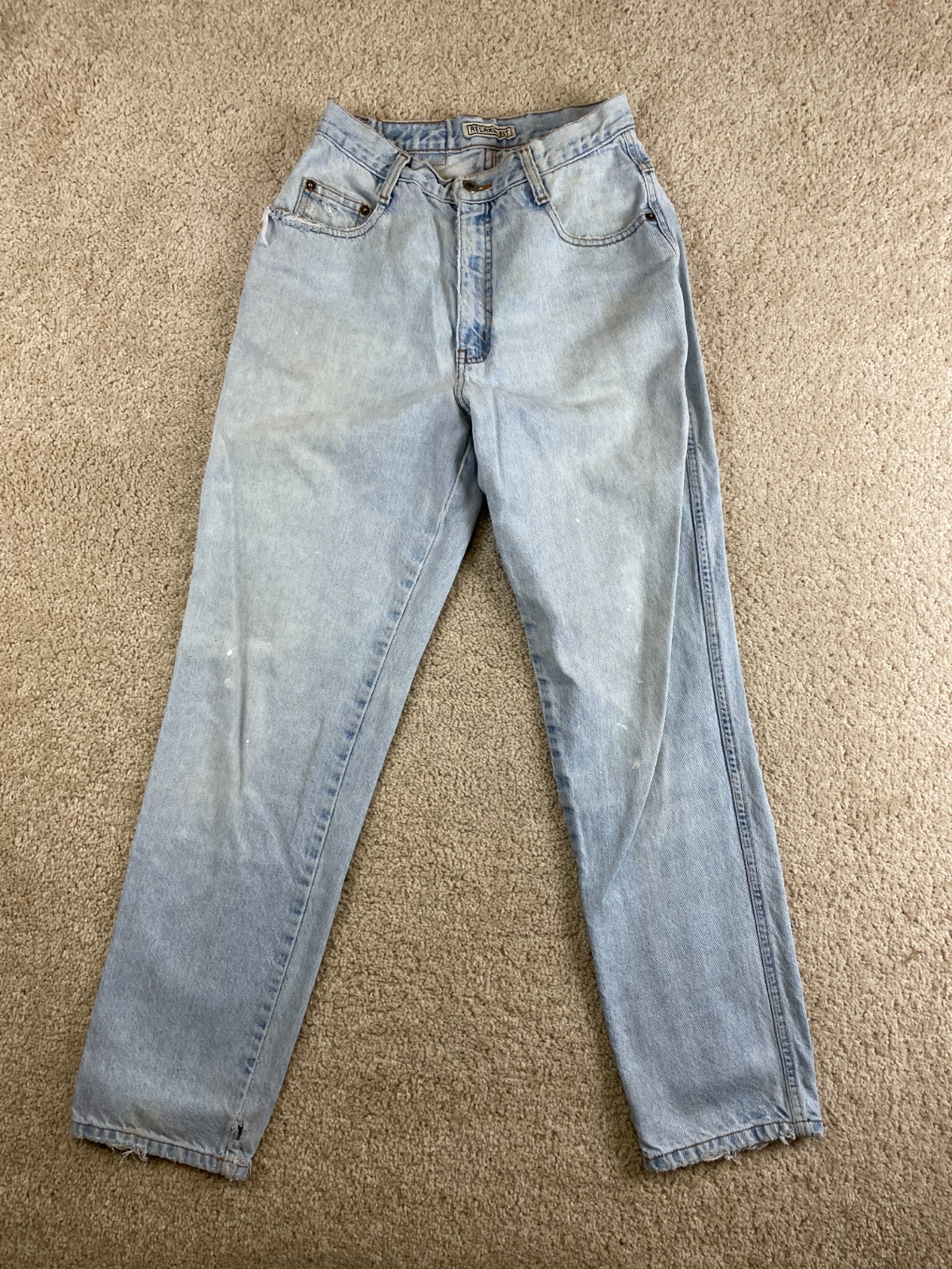 Vintage Relaxed Fit Jeans Womens 25×30 Denim Cotton Distressed High Waisted Blue