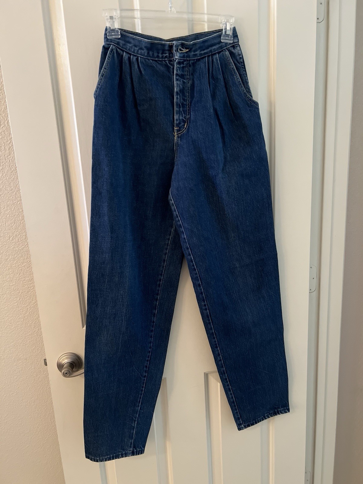 Zena Jeans Vintage Size 9 Dark Blue Pleated High Waisted Juniors, Preowned