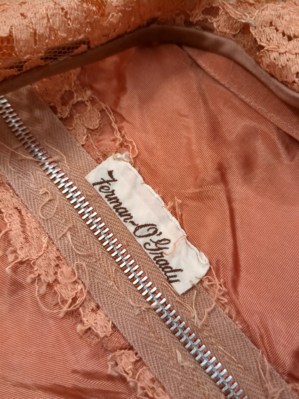 As Is Dusty Pink Lace Overlay Ferman O’Grady Pencil 1950s Vintage Dress
