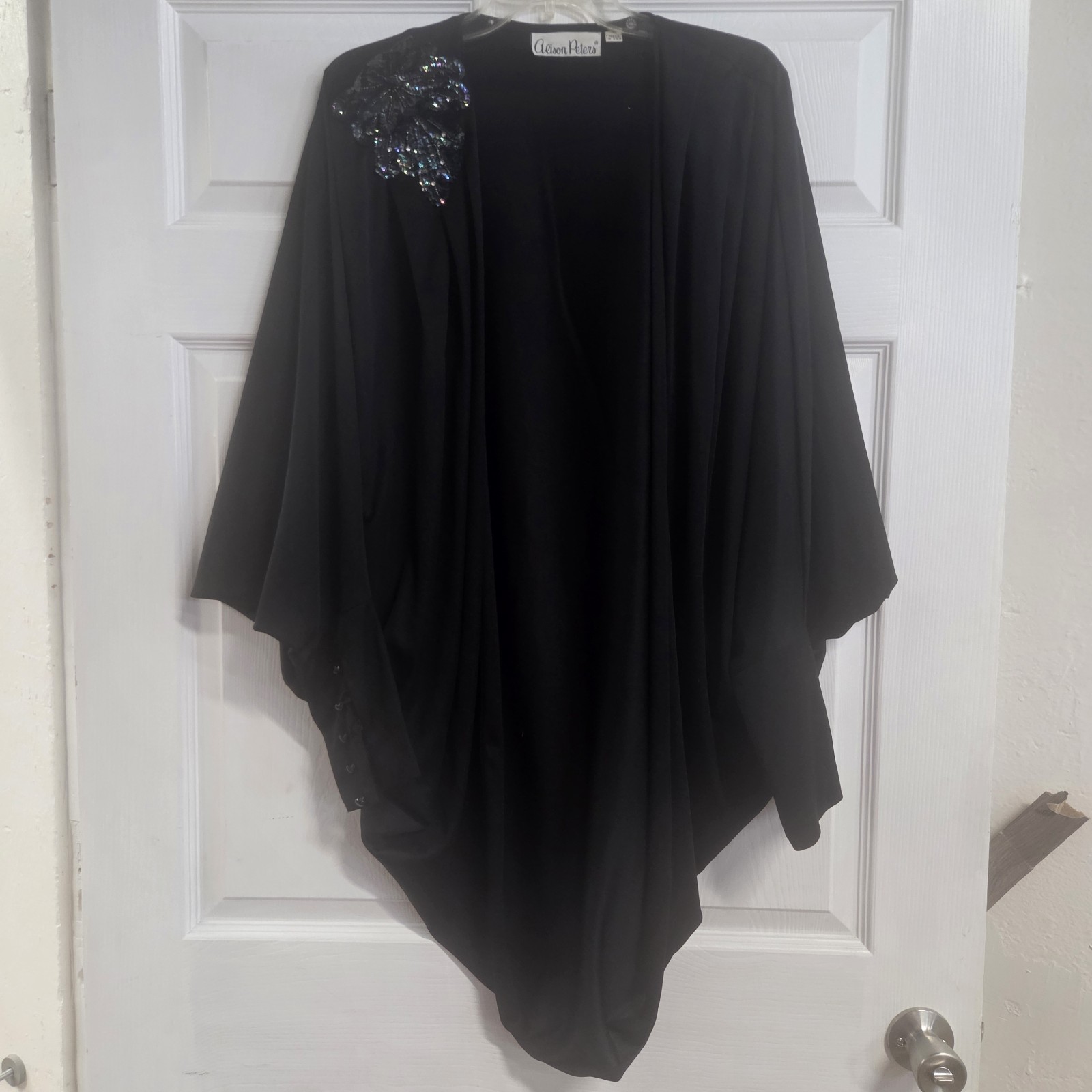Alison Peters Vintage Black Cape Shrug One Size Fits Most Made In USA