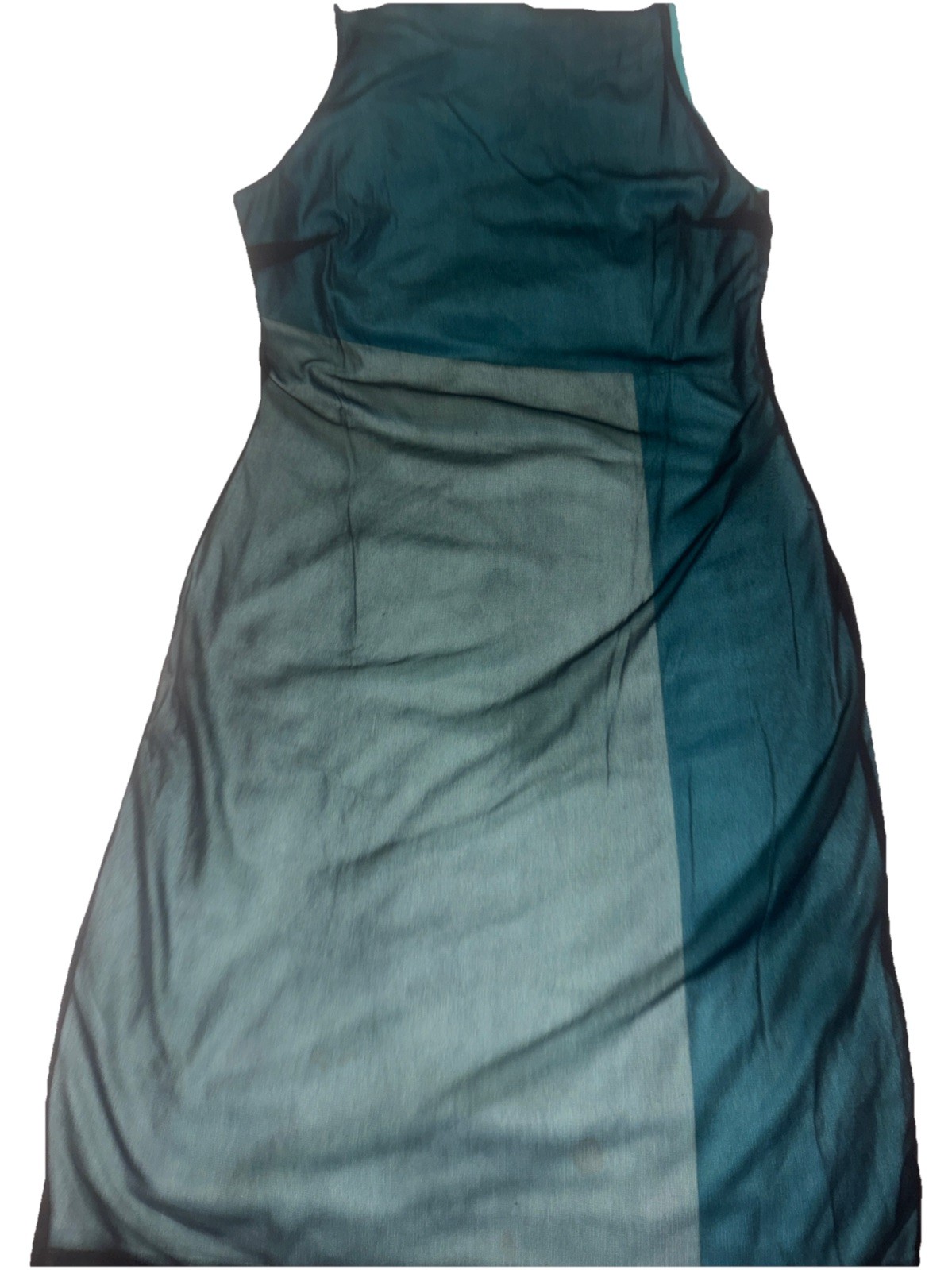 Vtg ’90s Express Color Block Dress/Turqoise Black Mesh Overlay Sz 7/8 Strap