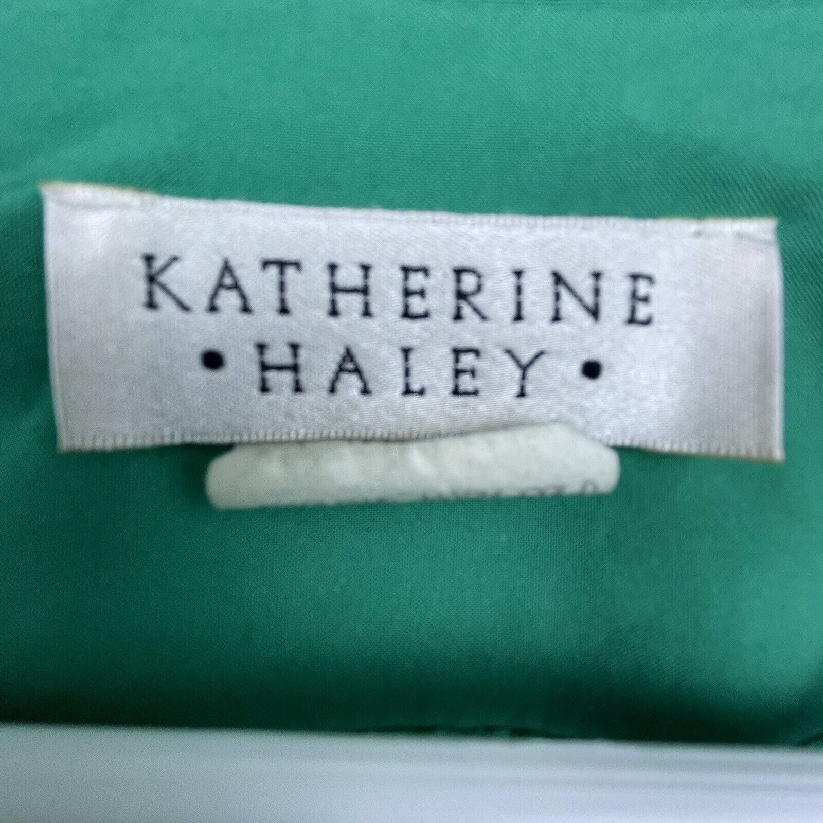 Vintage Katherine Haley Blouse Womens 13/14 Green Blue Jacket Retro Banded Waist