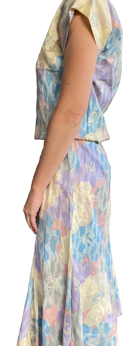 Vintage Pedestal Floral Midi Dress Size 4