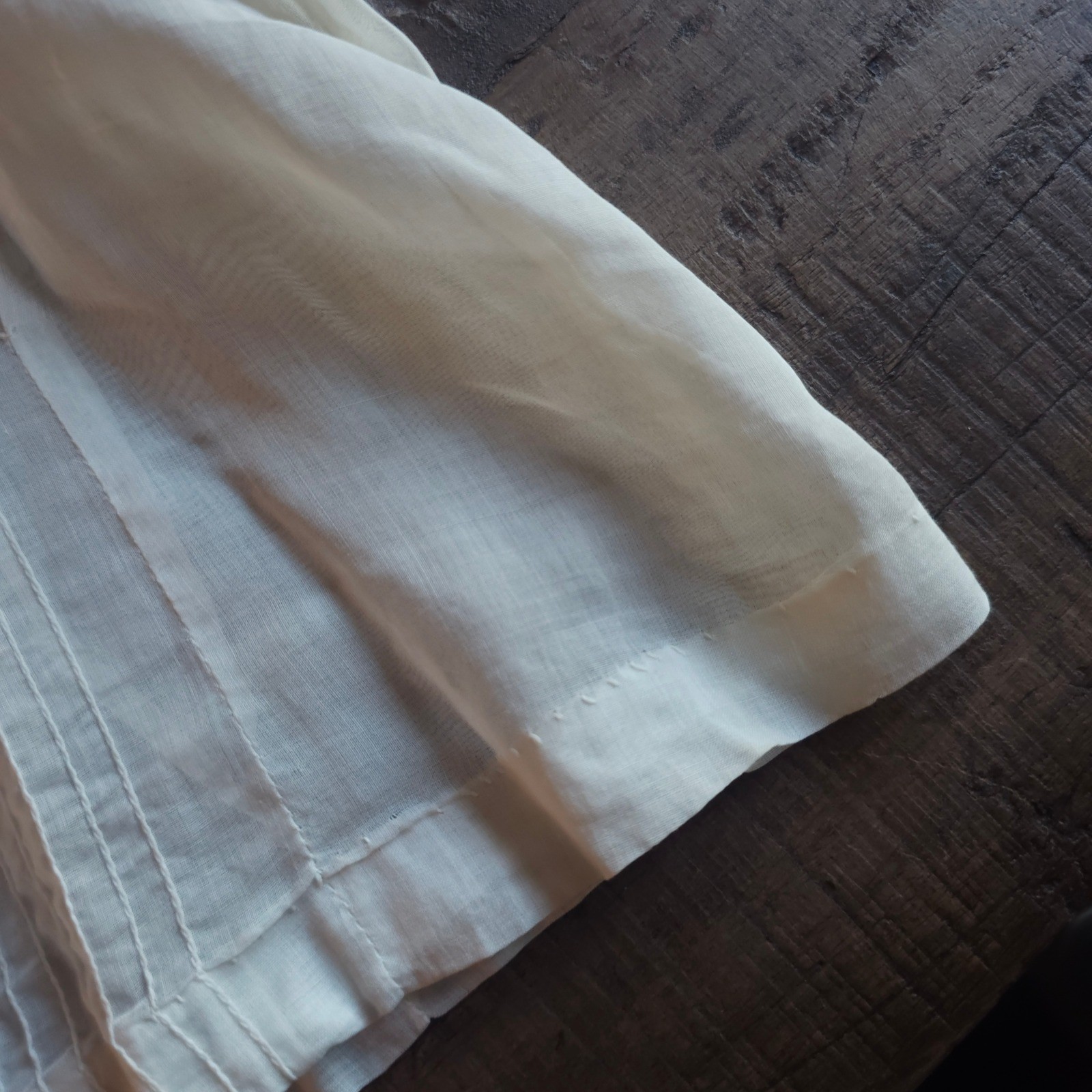 Antique White Cotton Lawn Blouse Pintuck Lace Trim Edwardian Short Sleeve Top
