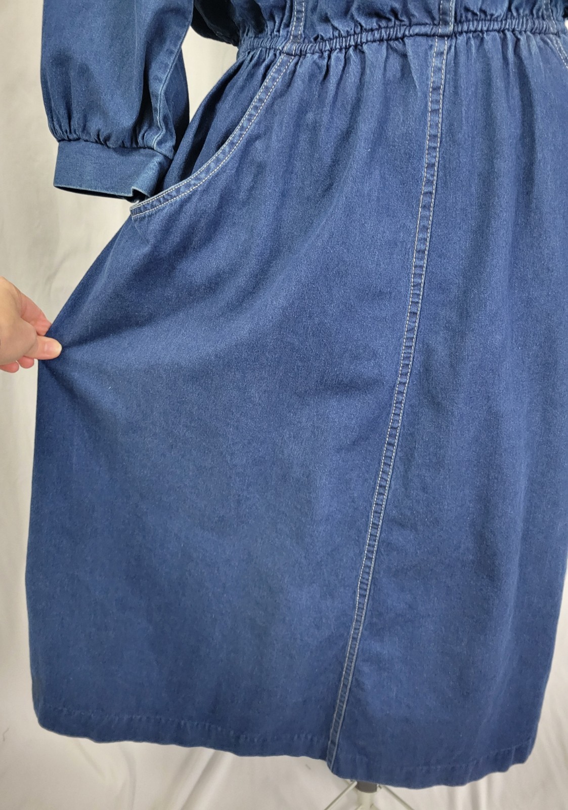 Vintage Kay Brandon for H & A Denim Shirt Dress w Elastic Waist Size M/L?