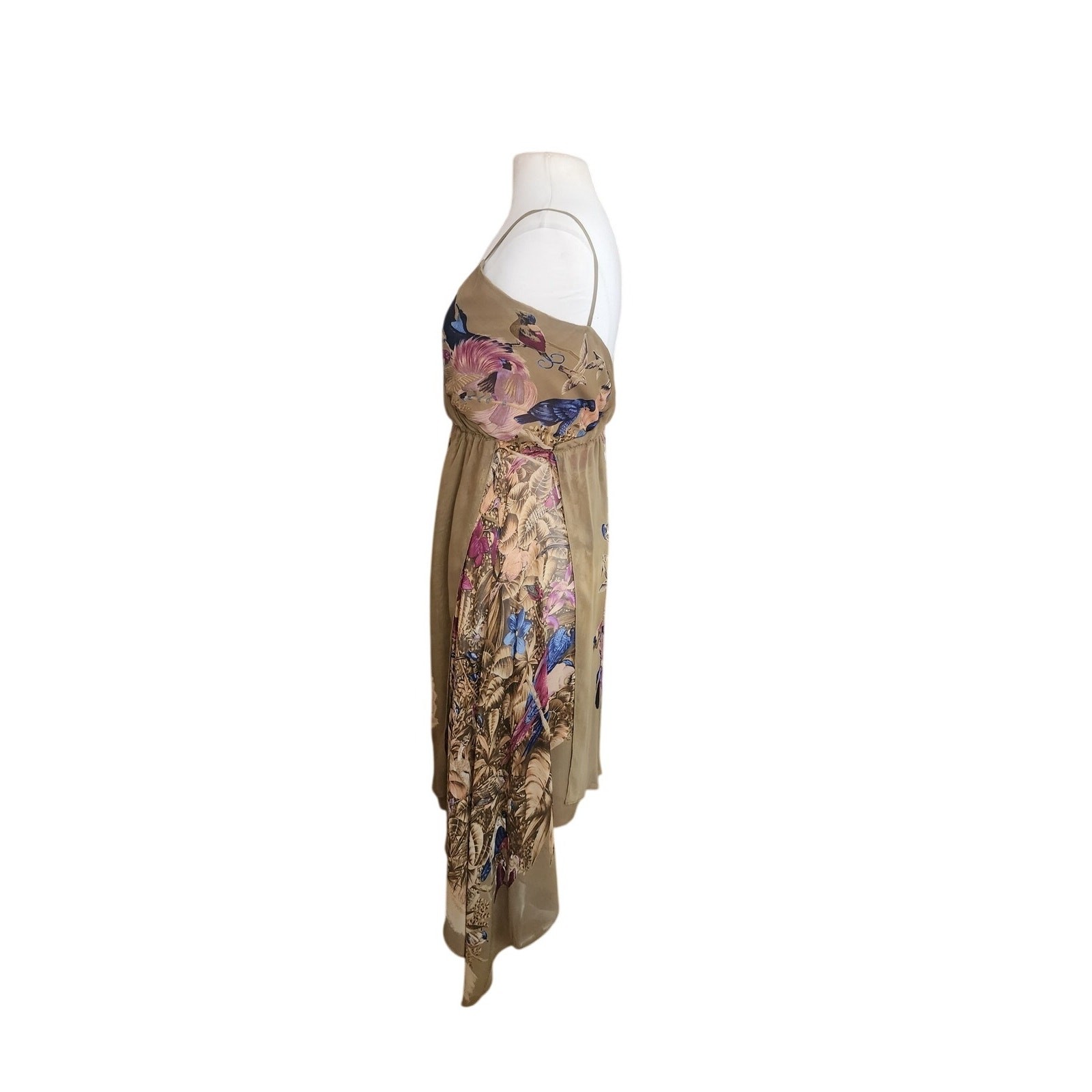 VTG 1970s Gianni Versace RARE Dress Silk Tropical Parrot Print Spaghetti Straps