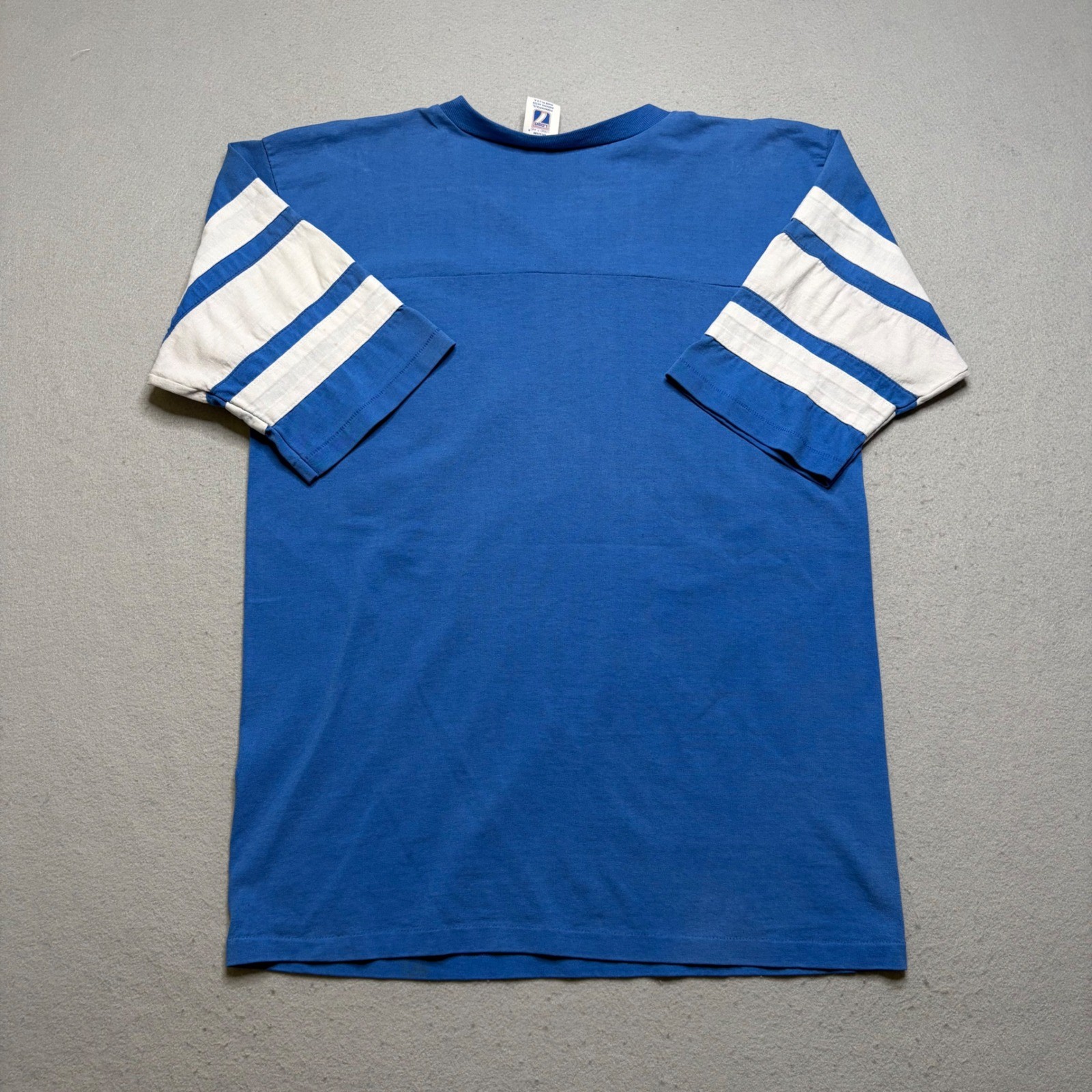 Logo 7 Shirt Womens M Blue New York Mets Vintage 80s Jersey Style Striped Sleeve