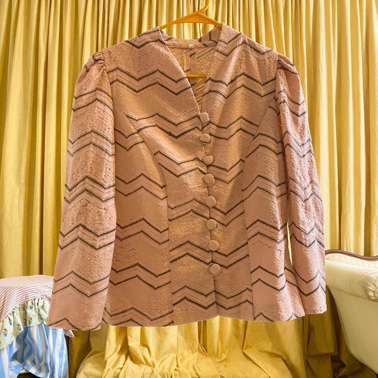 1970’s handmade Pink Lacey Business Long Sleeve Top