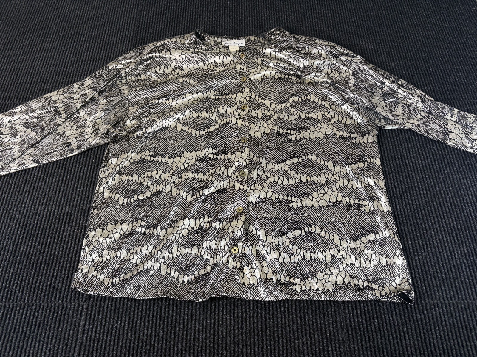Vtg Jeri Marque Button Up Blouse Womens Sz Lg Abstract Retro