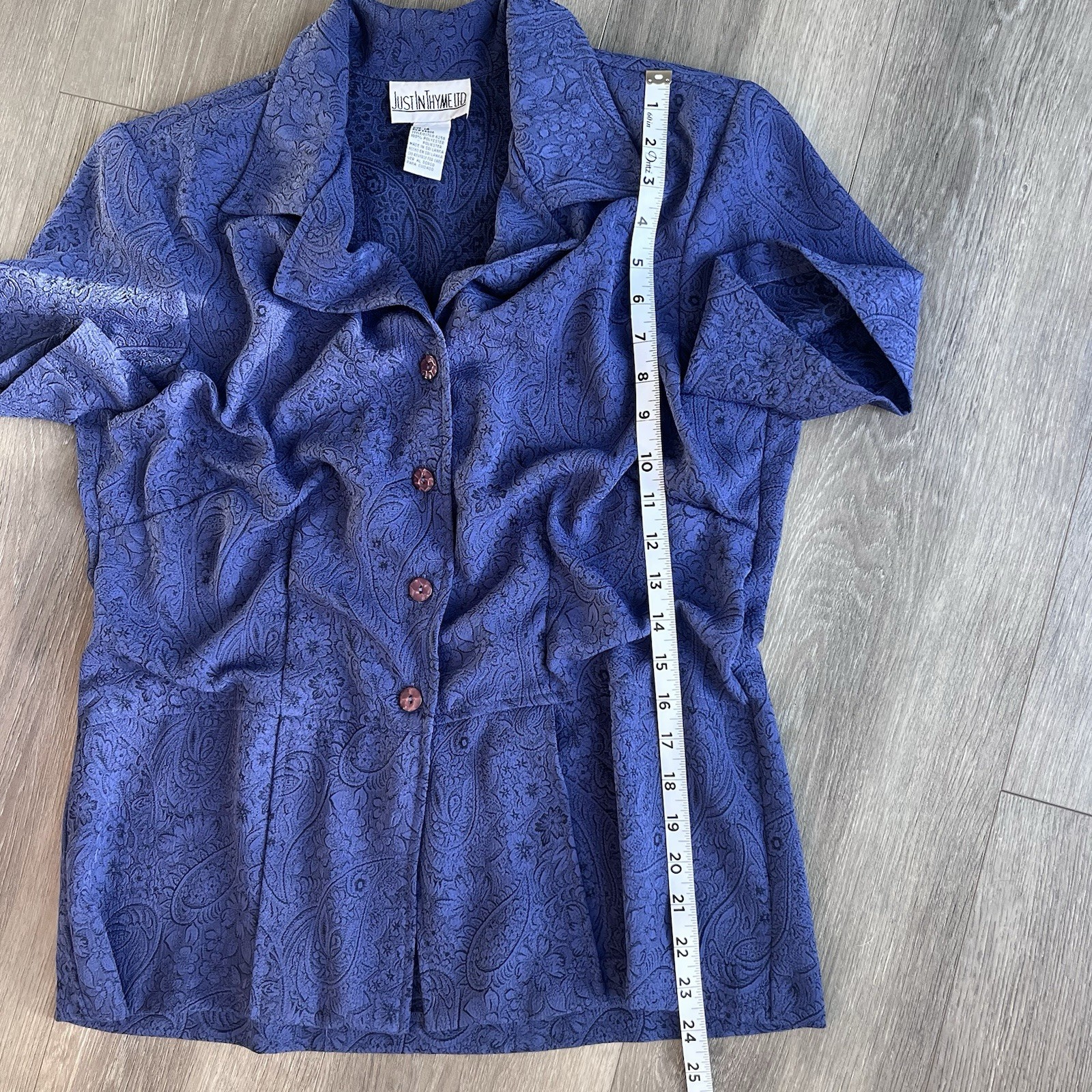 Vintage Just In Thyme LTD Paisley Jacquard Blouse Size 14 Button Front