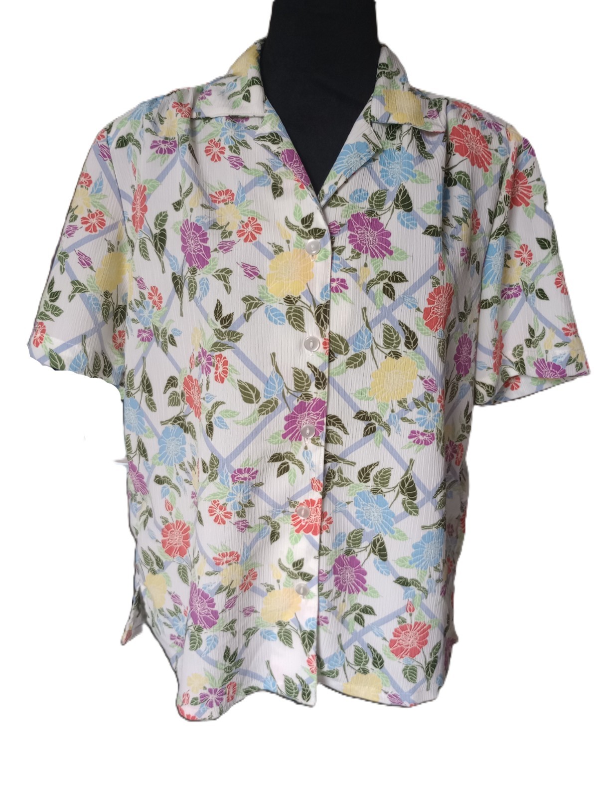Donnkenny Classics Women’s PS Floral Button Up Blouse, Vtg.