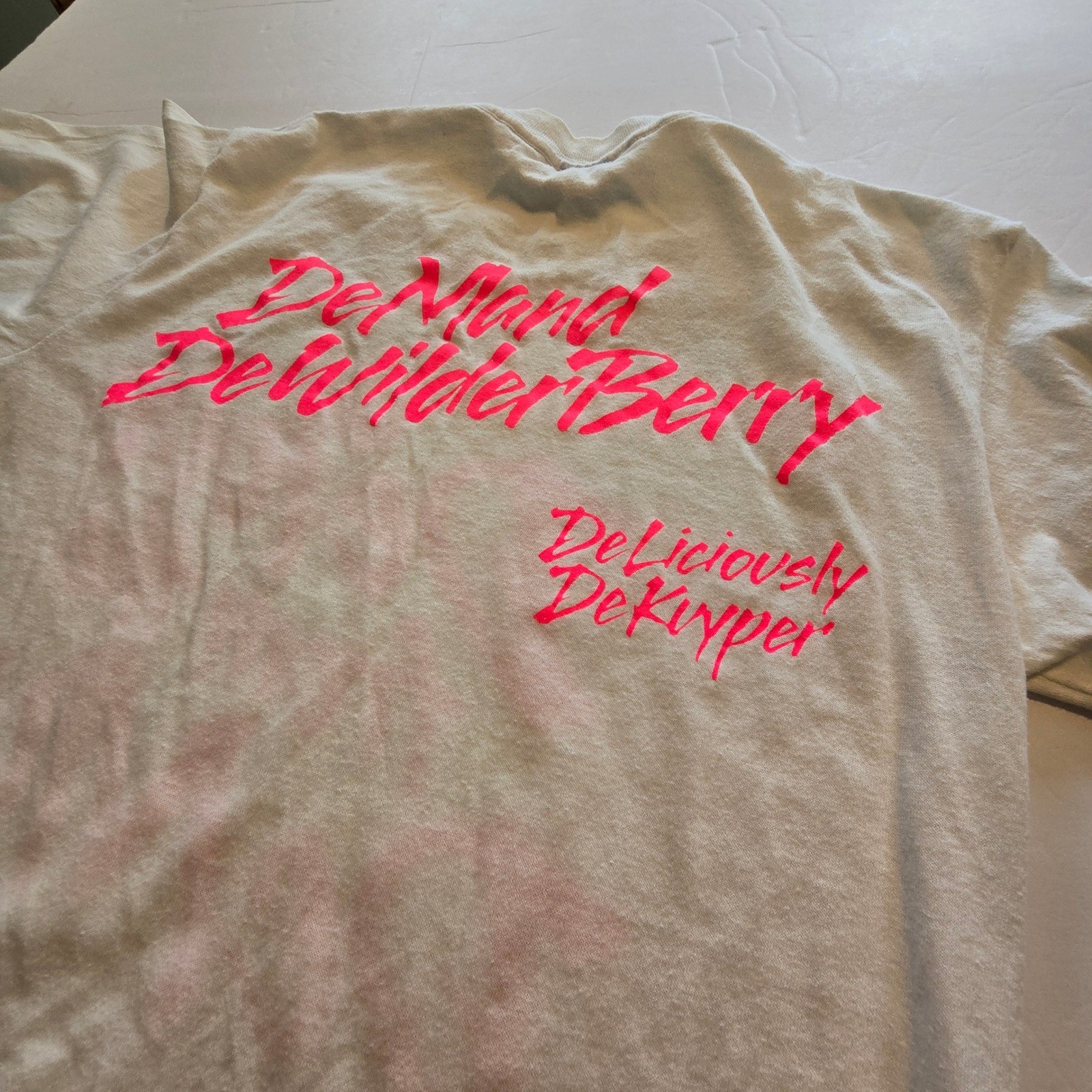Vintage 80s 90s Single Stitch Detour From Demure T-Shirt Women M White Neon Pink