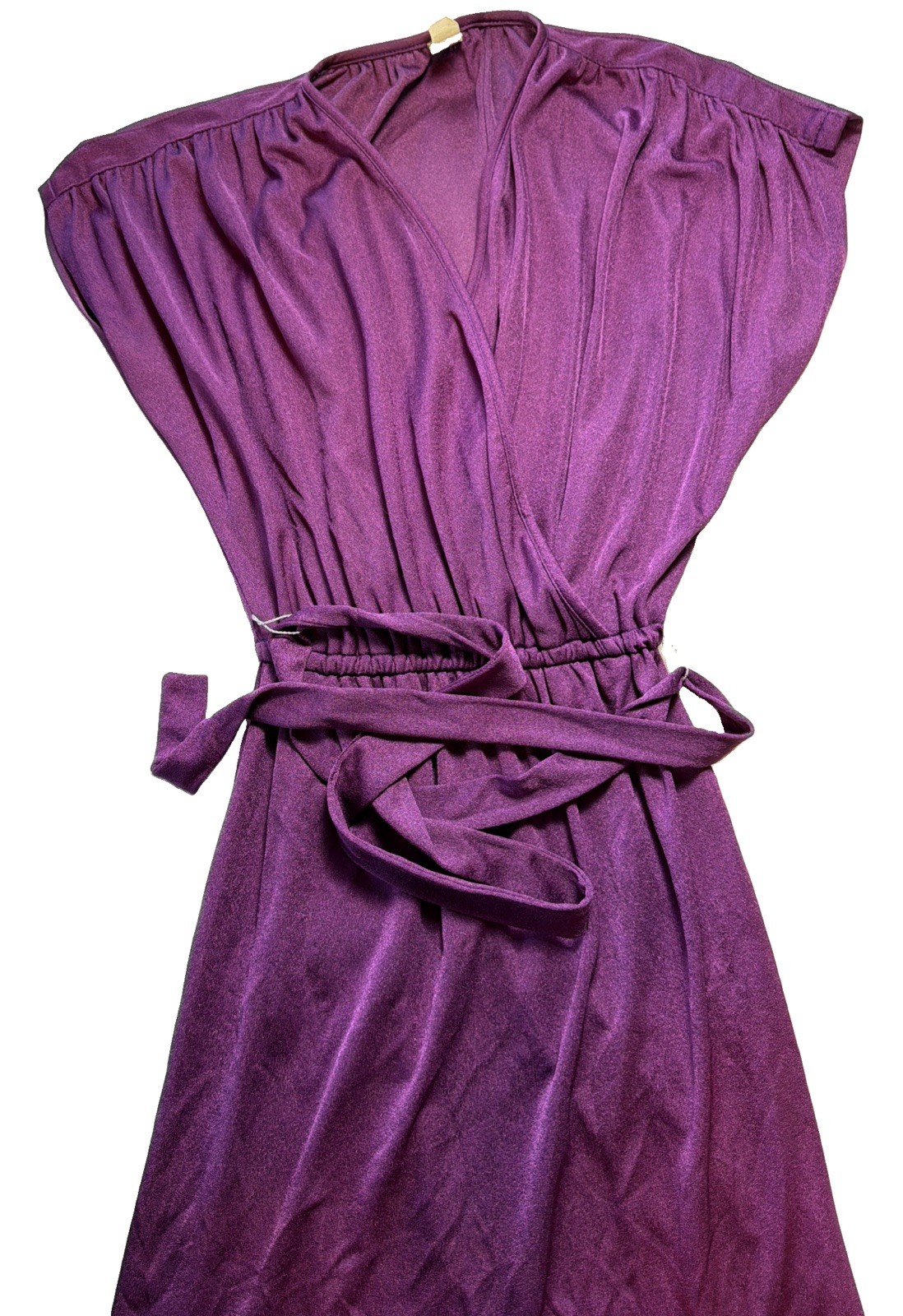 Vtg 70s ILGWU Union Made Purple Wrap Around Dress Size 9