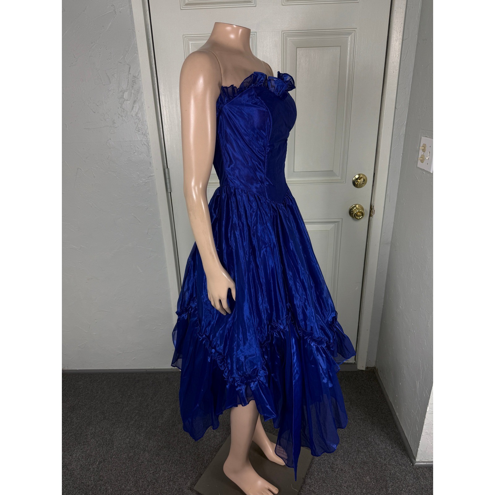 Vintage 80s Moments Prom Dress Formal Evening 7 Party Strapless Ruffle Fairy HH8