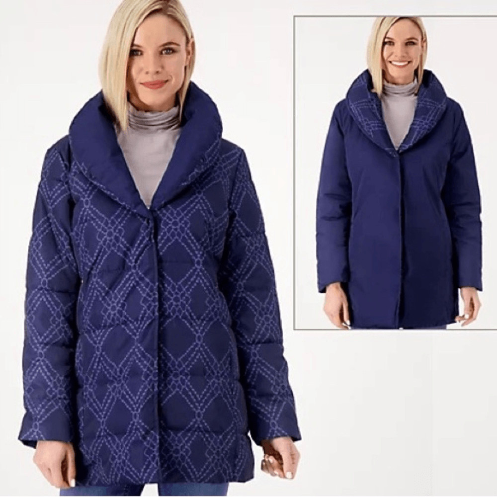 Dennis Basso Reversible Print to Solid Water Resistant Jacket