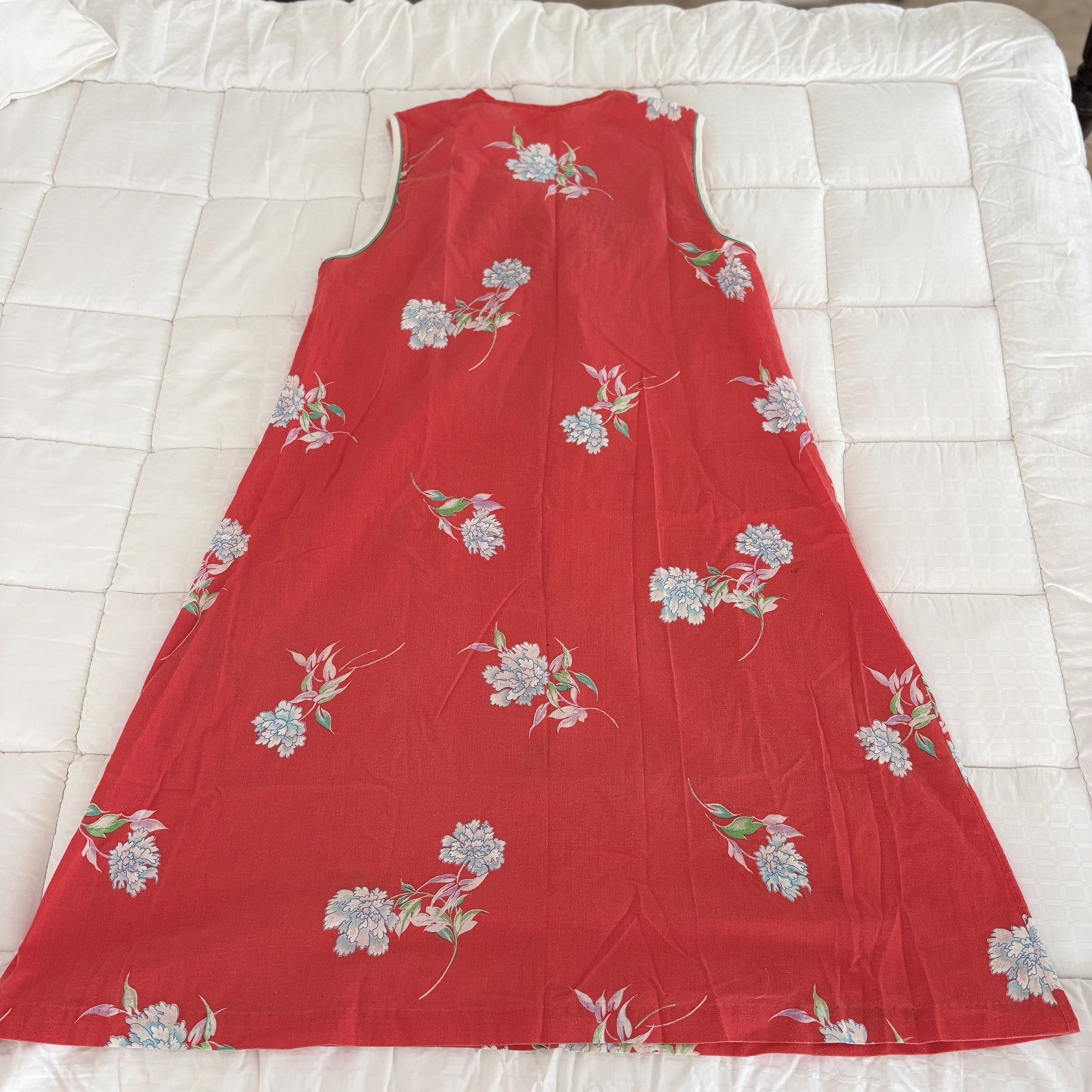 Vintage Komar 70s House Dress Made in USA Red White Floral