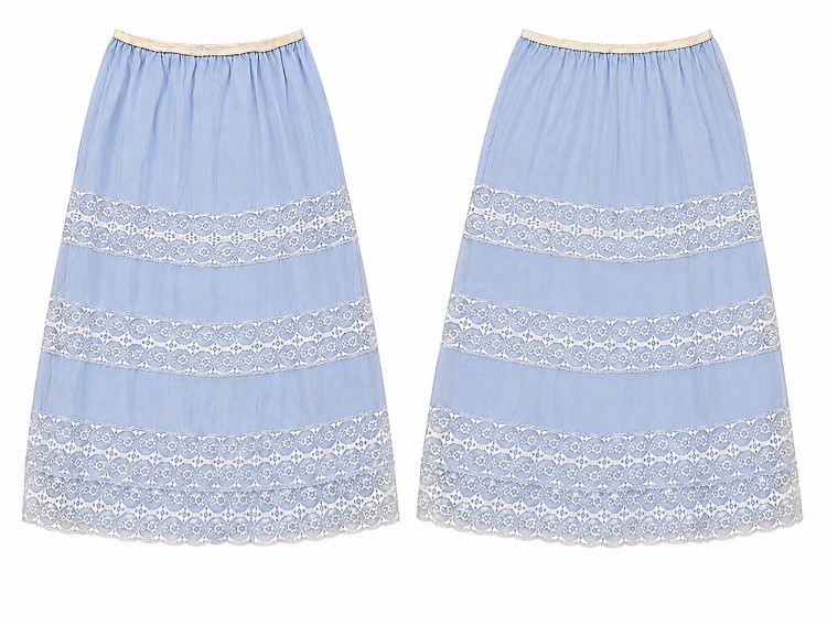 Half Slip Vintage Lingerie Nylon Carol Brent Skirt Liner Blue Medium Lace