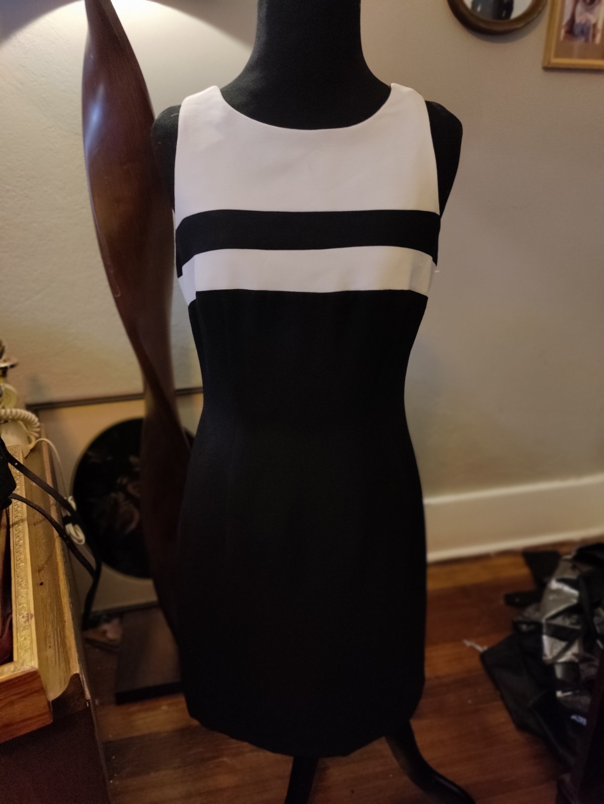 Vintage 90s Y2K CDC Petites Black And White Sheath Dress Women’s Size 4