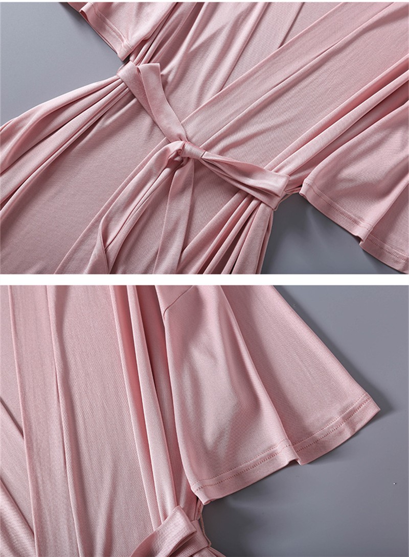 100silk Pajamas Women’s Thin Nightgown V-neck Tie Loungewear Nightdress Bathrobe