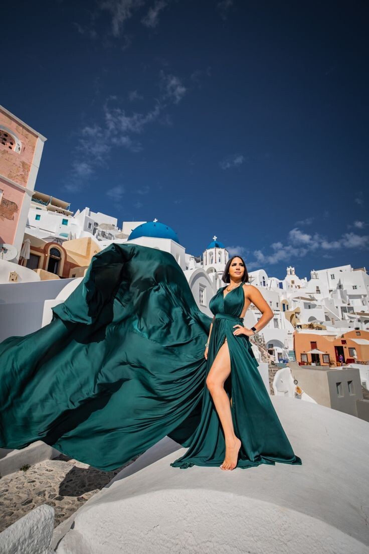 ANTIQUE YELLOW FLYING DRESS FOR PHOTOSHOOT SANTORINI BALL GOWN FOR WOMEN OR GIRL