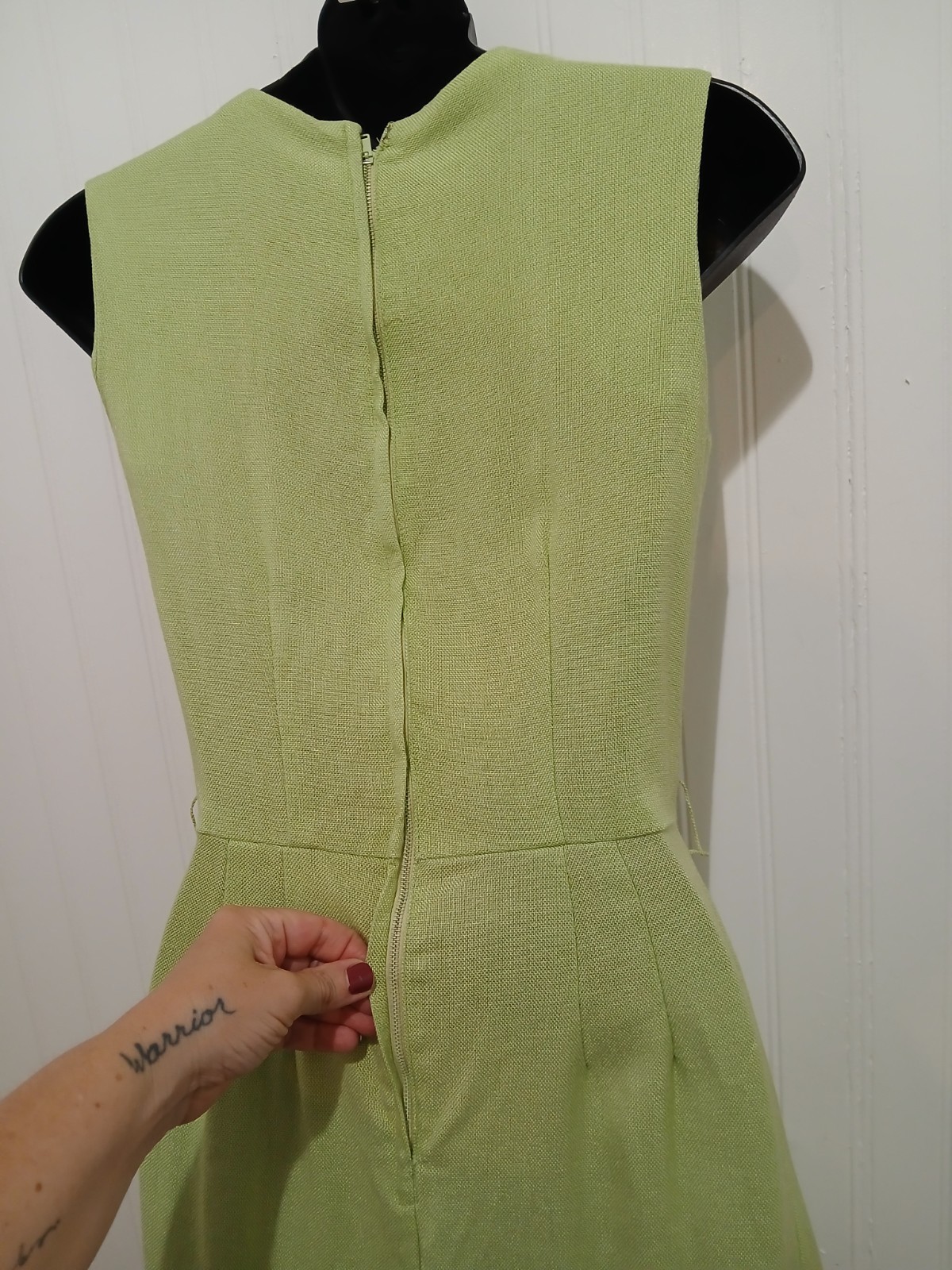 True Vintage Light Green Mod Fit Flare Sleeveless Mini Dress 60s 29″C