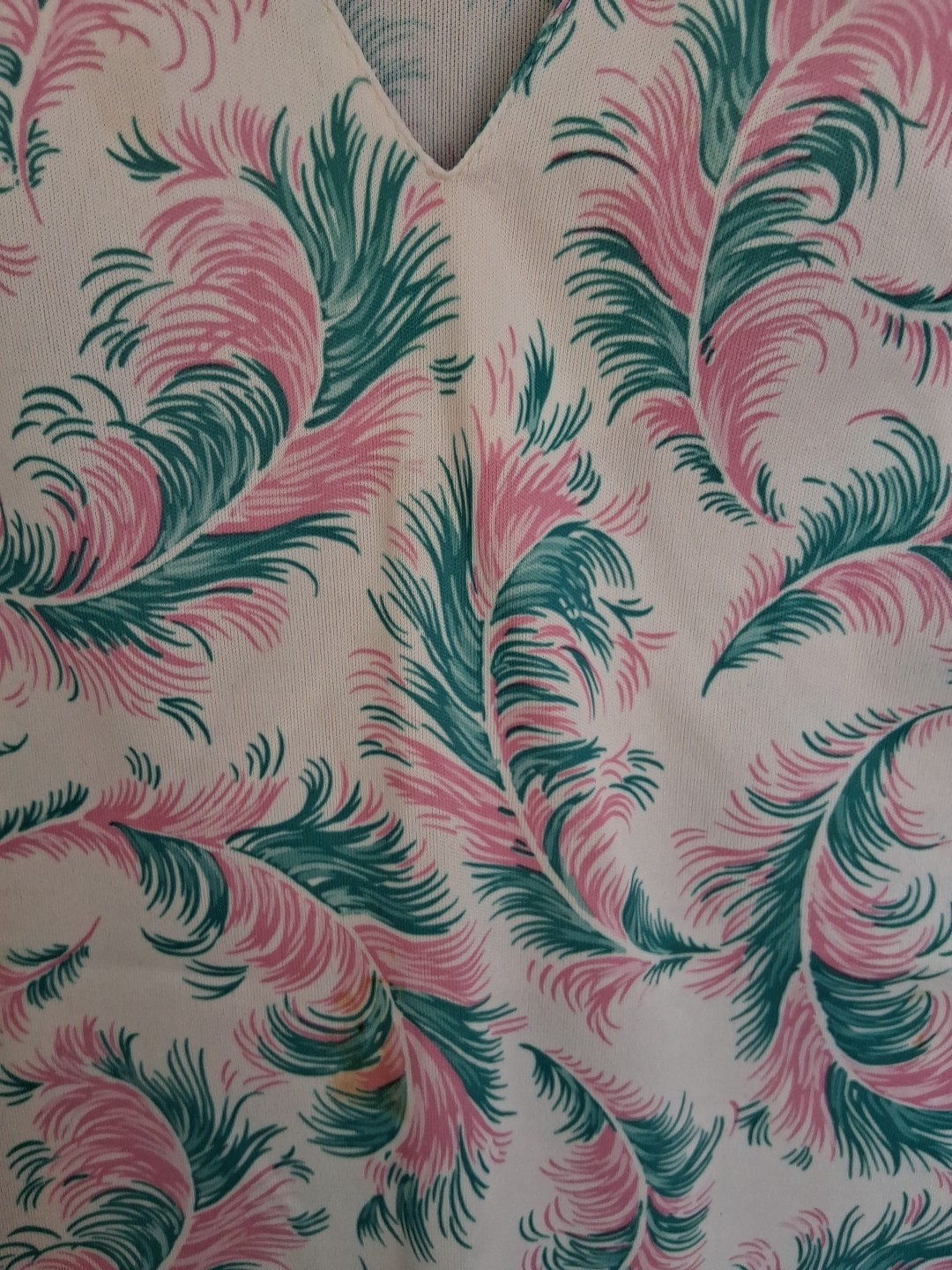 Vintage 70s Blue And Pink Paisley Feathers Med? Retro Disco Groovy Mod Unbrand