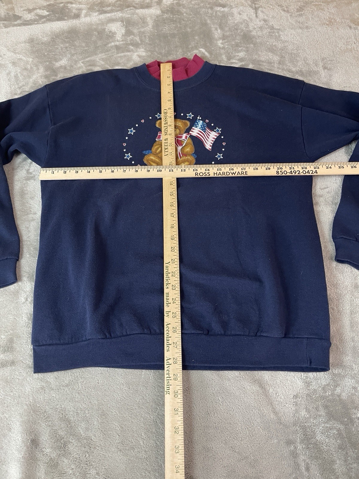 VTG Endless Designs Patriotic Teddy Bear XL Crewneck Sweatshirt USA !!