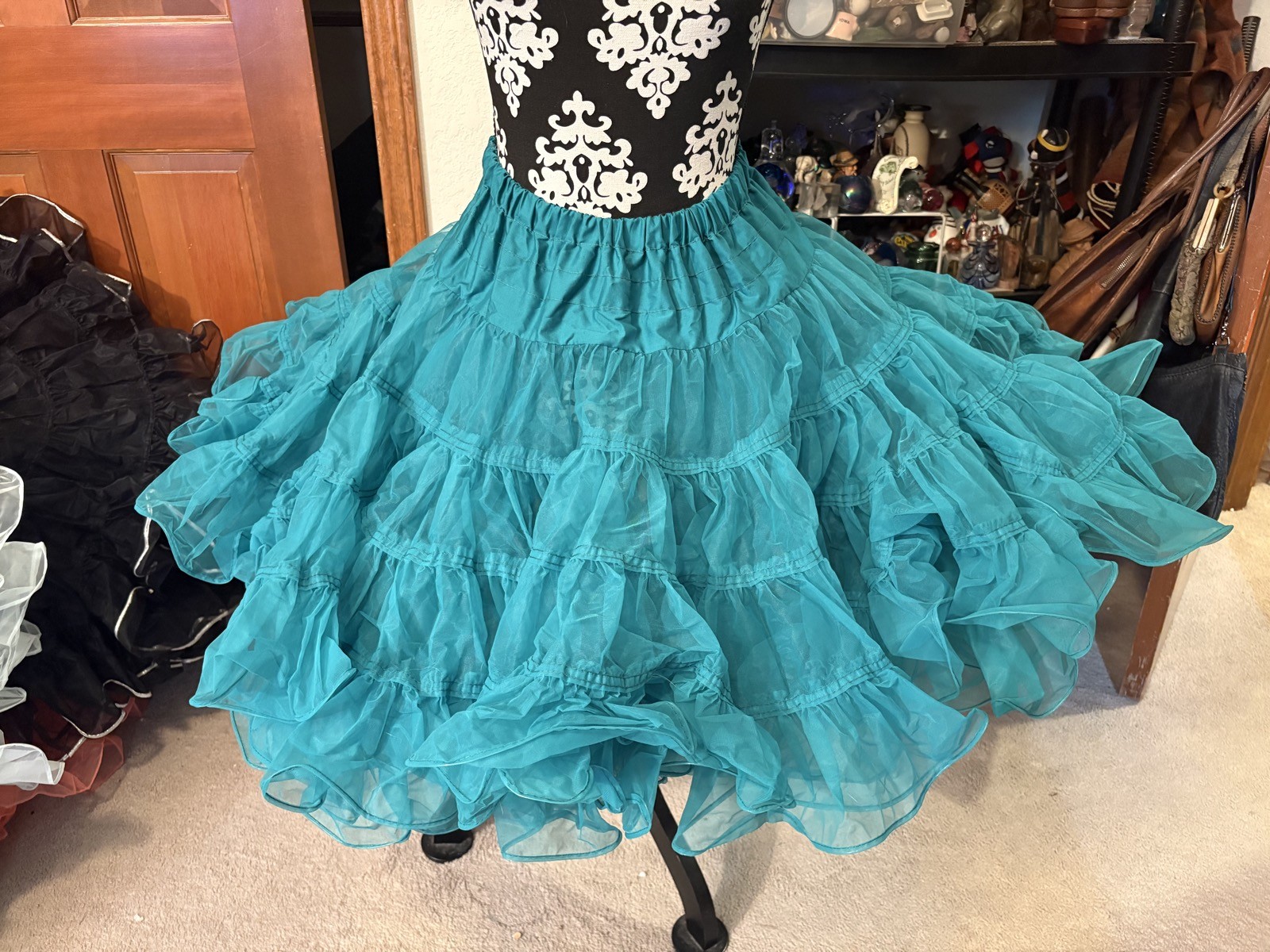 Vtg Malco Modes San Francisco Teal Square Dancing Petticoat S Rockabilly NWT