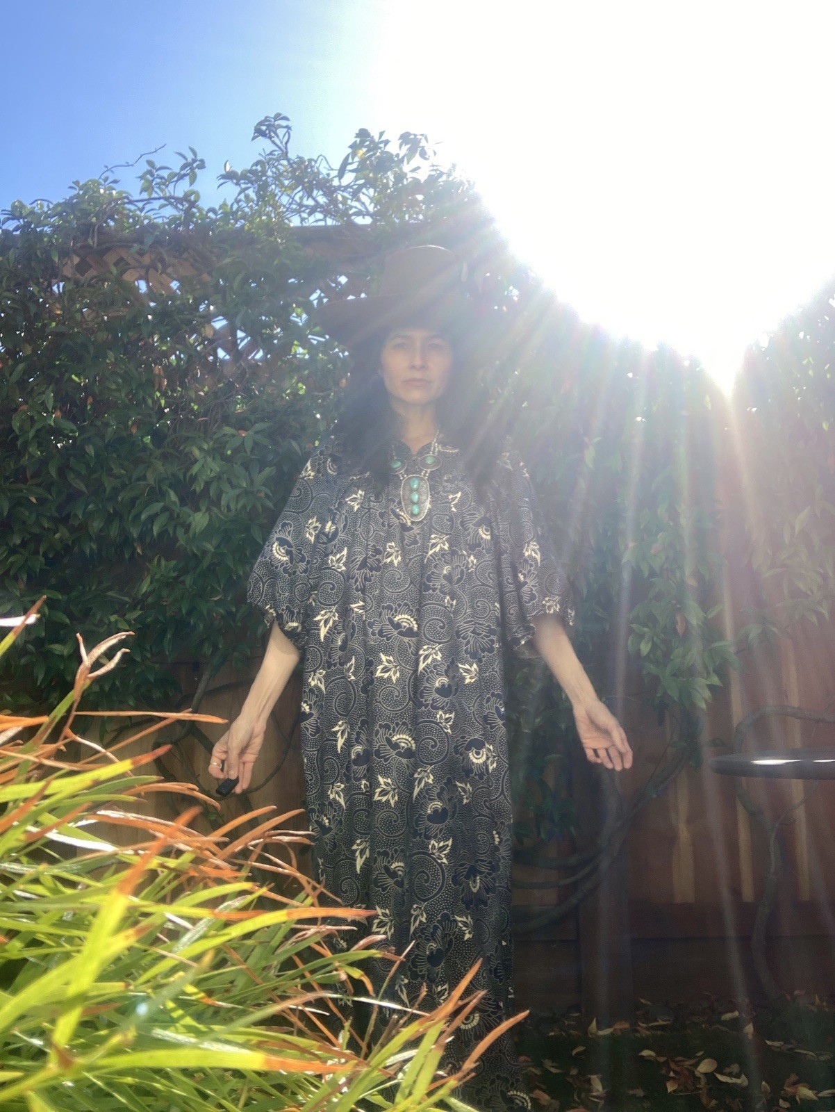 Vtg Mei Jan of Hawaii 60’s 70’s Muumuu maxi boho dress blue floral cotton hippy