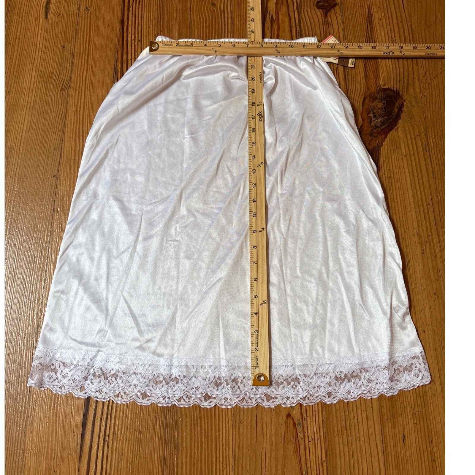 Vintage Half Slip Women White Lace Trim Anti Cling Lingerie SIZE L