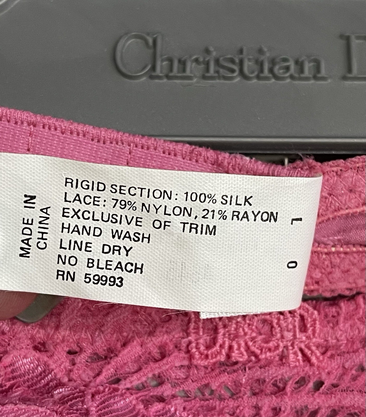 Vtg Christian Dior Intimates Garter Belt Silk Rose Pink Lace Women’s Large NWT