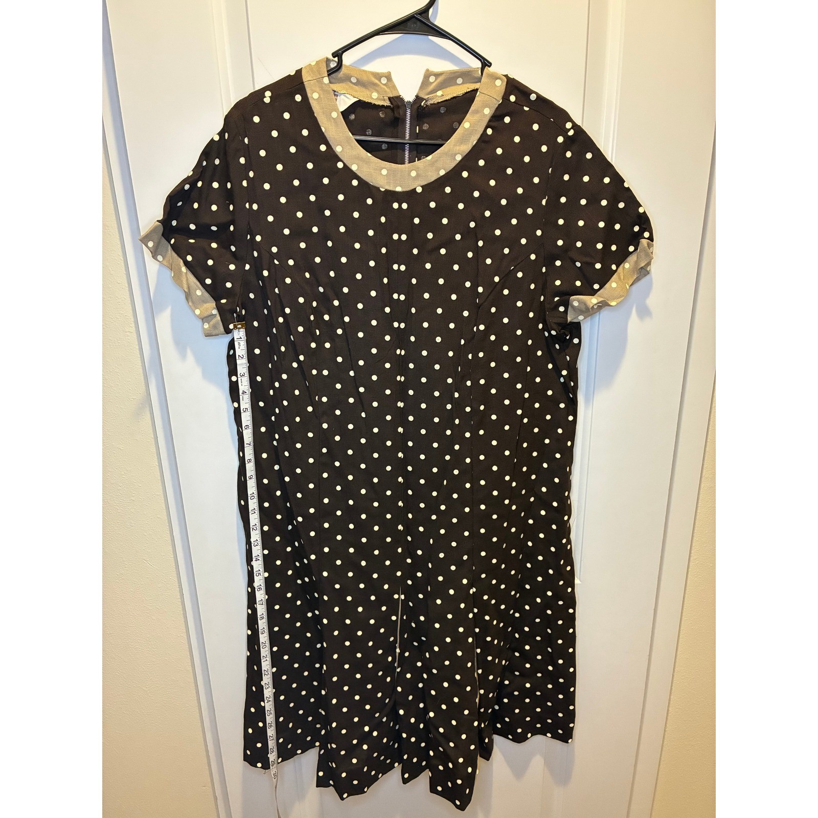 Vintage Brown Polka Dot with Pleats Montgomery Ward Dress Size M/L