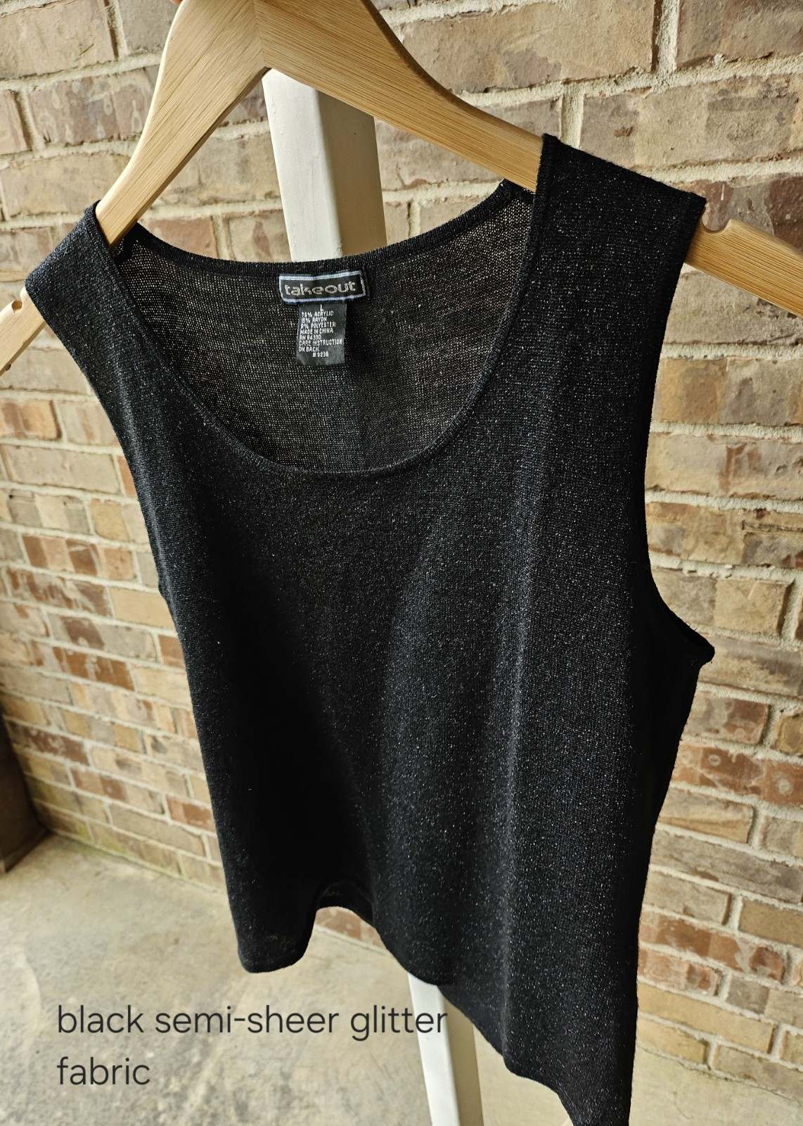Vintage 1990s 2000s Black Glitter Sheer Tank Womens Small Junior Large Y2k