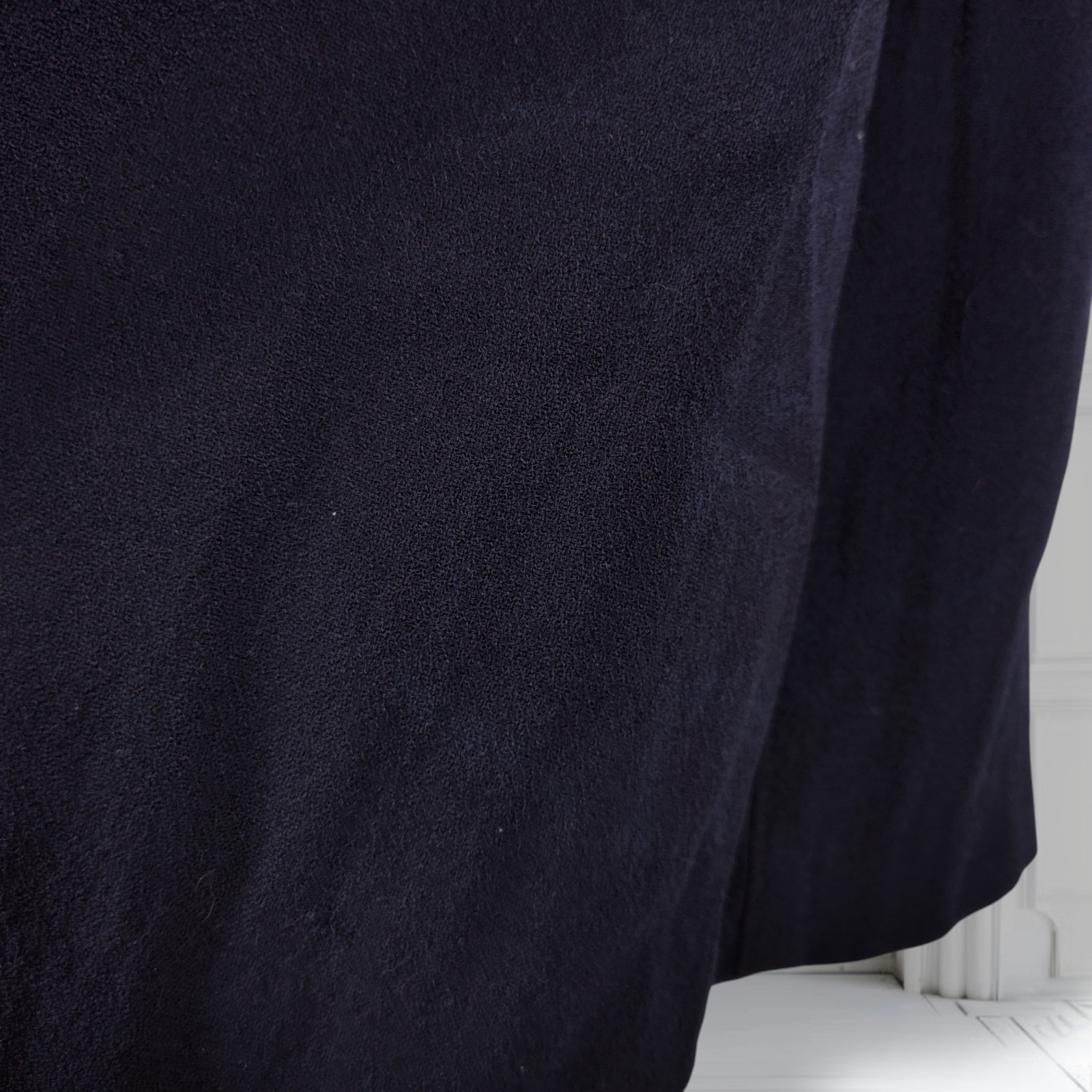 Vintage 1940s Midnight Blue Wool Crepe Gothic Cape Cloak Arm Slits Dark Academia