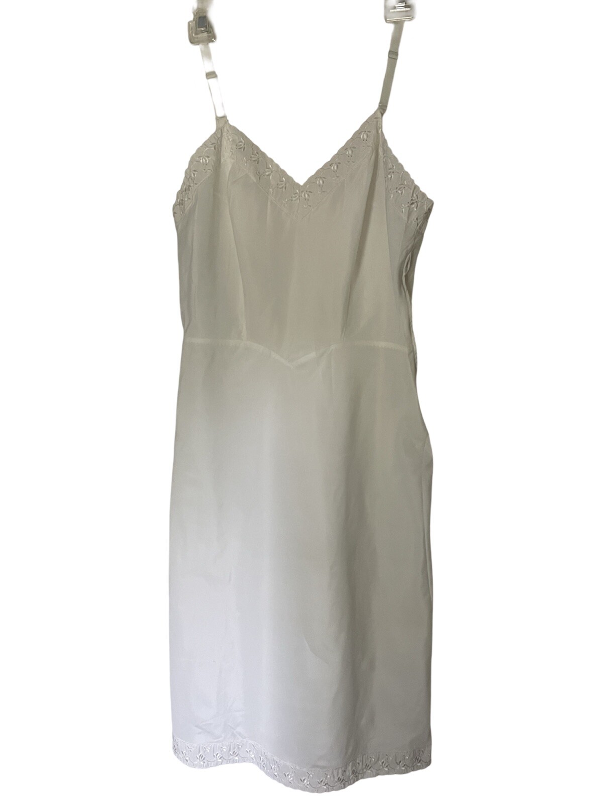 VTG Ariel Barbizon Slip Tafredda White Adjustable Eyelet Trim Side Zip Sz 14