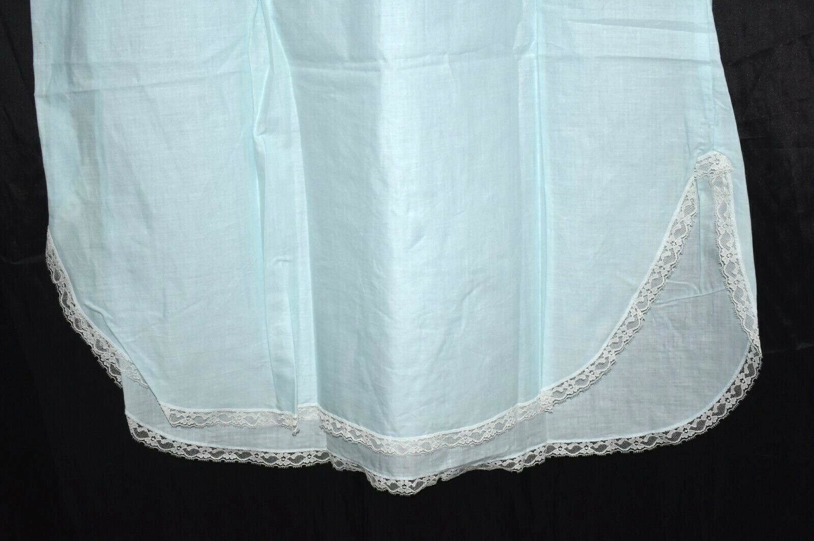Vintage BARBIZON Nina Night Gown Blue 100% CottonEmbroidered sz M UNWORN