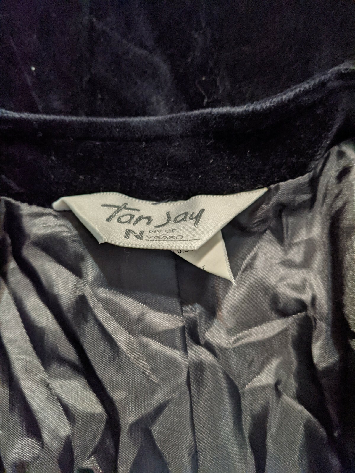 VTG Tan Jay Nygard Black Velvet Lined Holiday Formal Blazer Jacket Sz 6 Small S