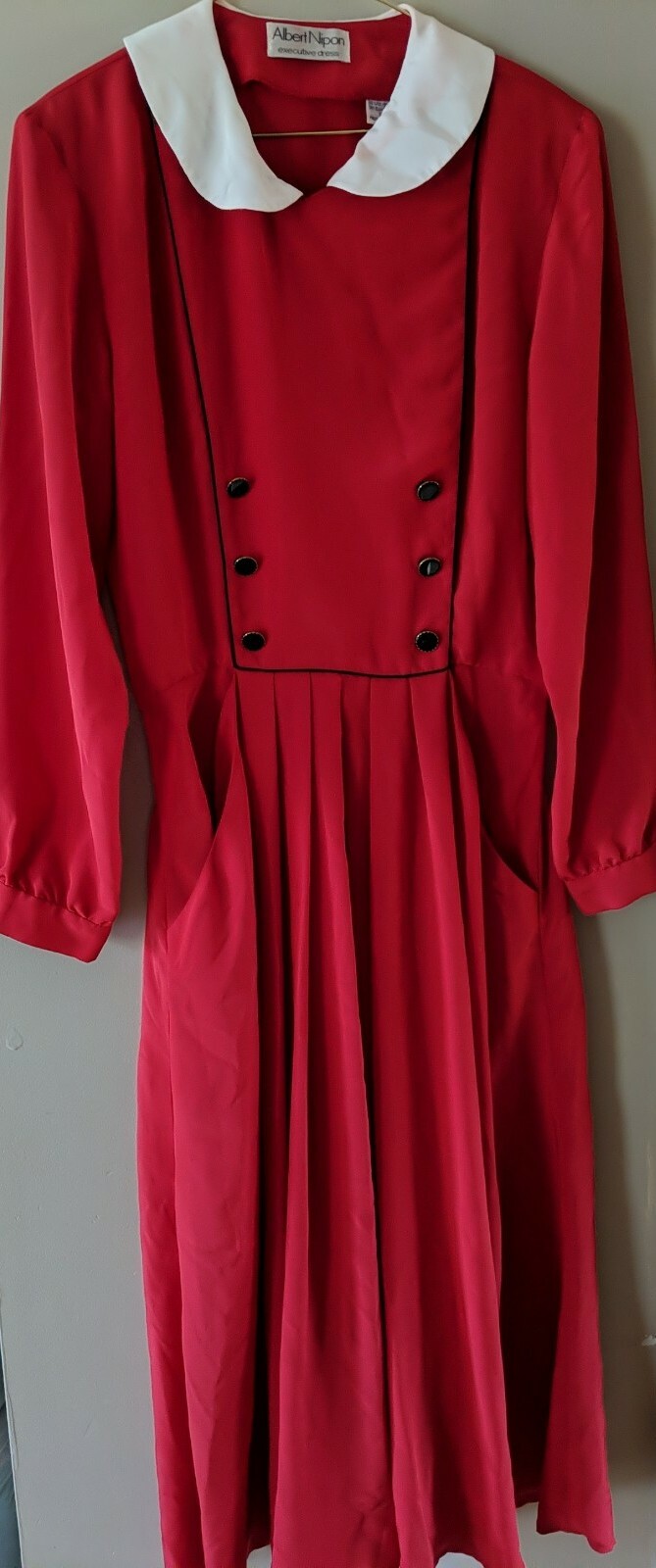 🌹Vintage Albert Nippon Executive Dress Long, Red, Sz 10🌹