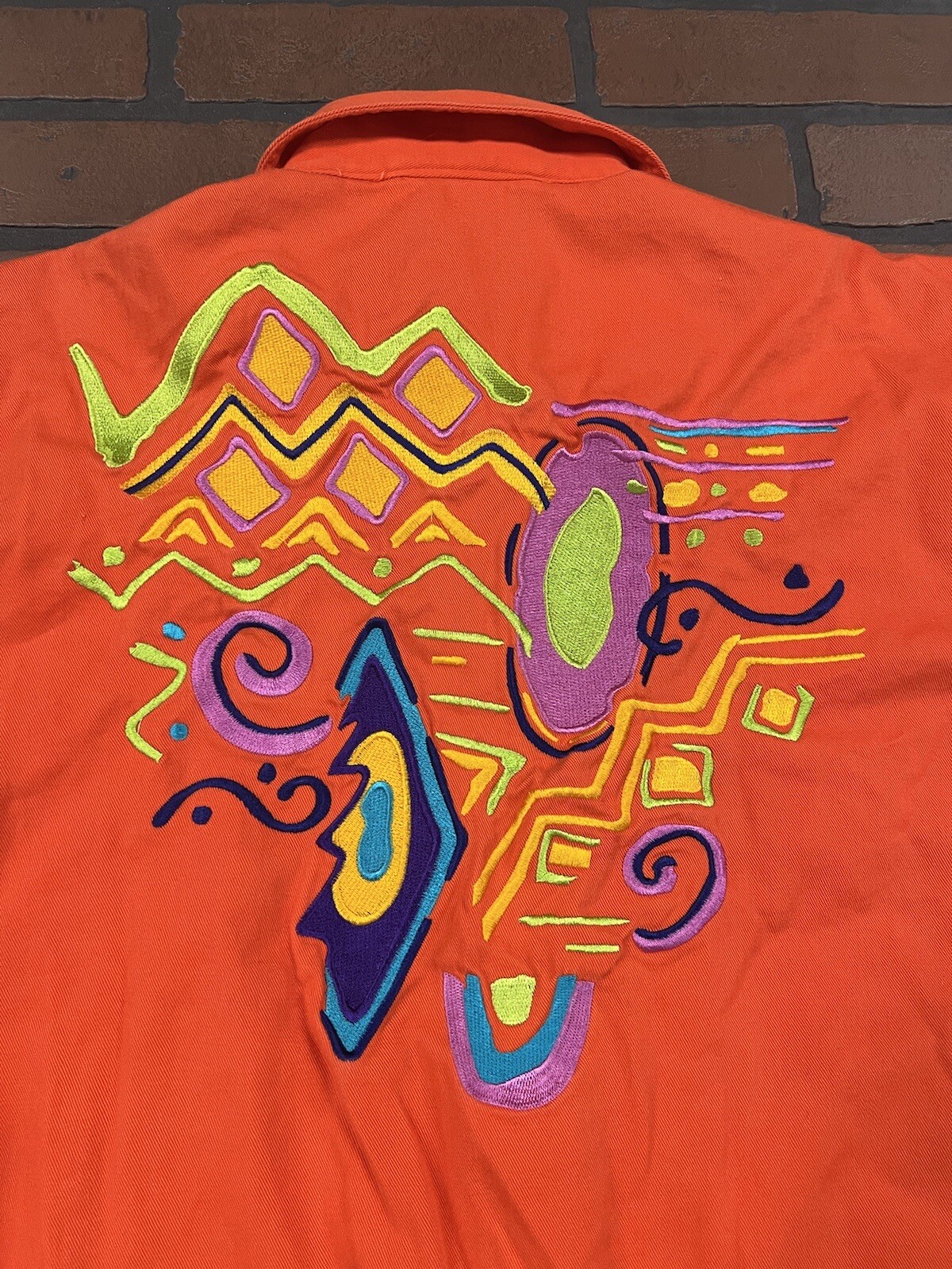 Vintage IB Diffusion Jacket Abstract Geometric 90s 1992 Sz8 Orange