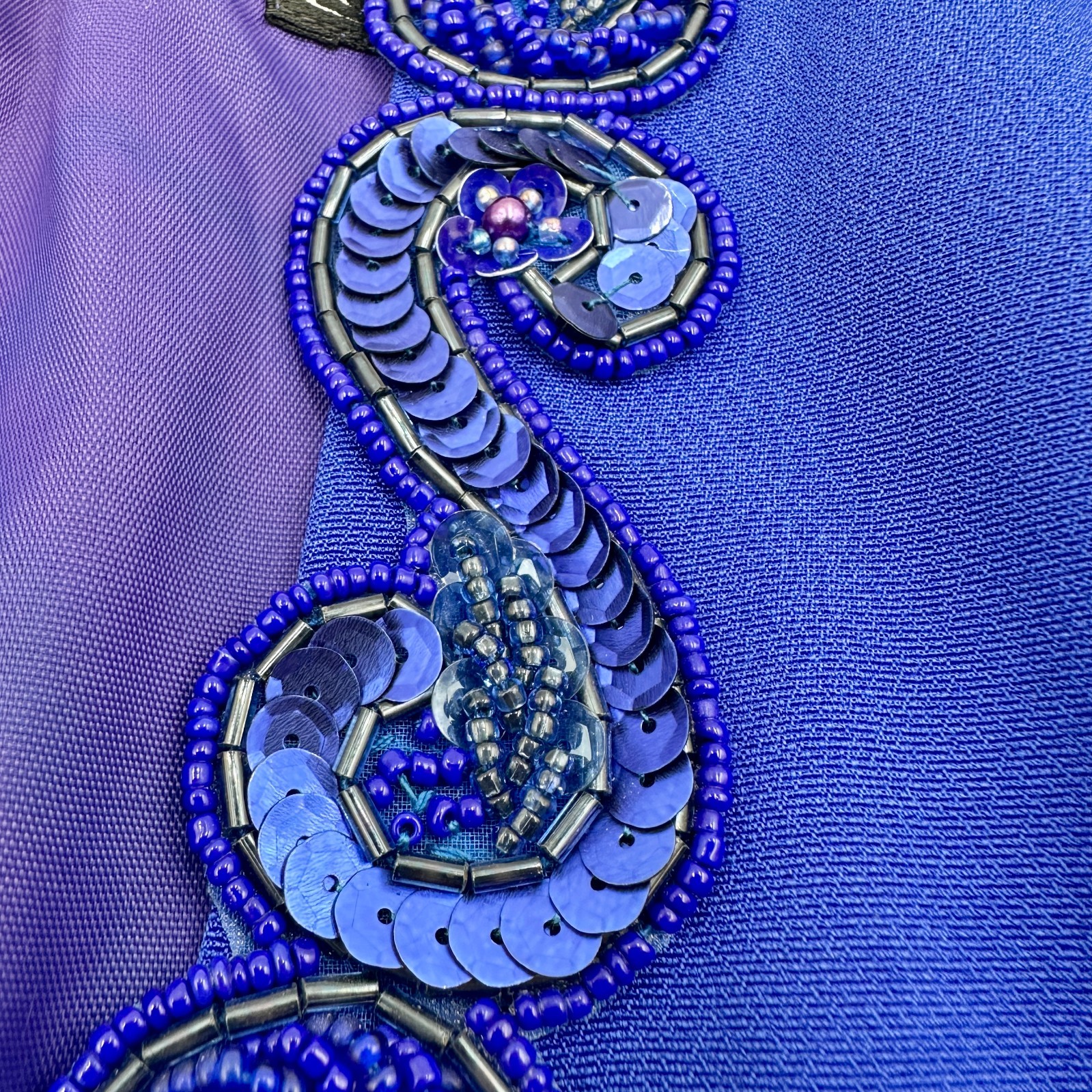 Vintage CH by Carolina Herrera Royal Blue Beaded Cocktail Dress – Size 12