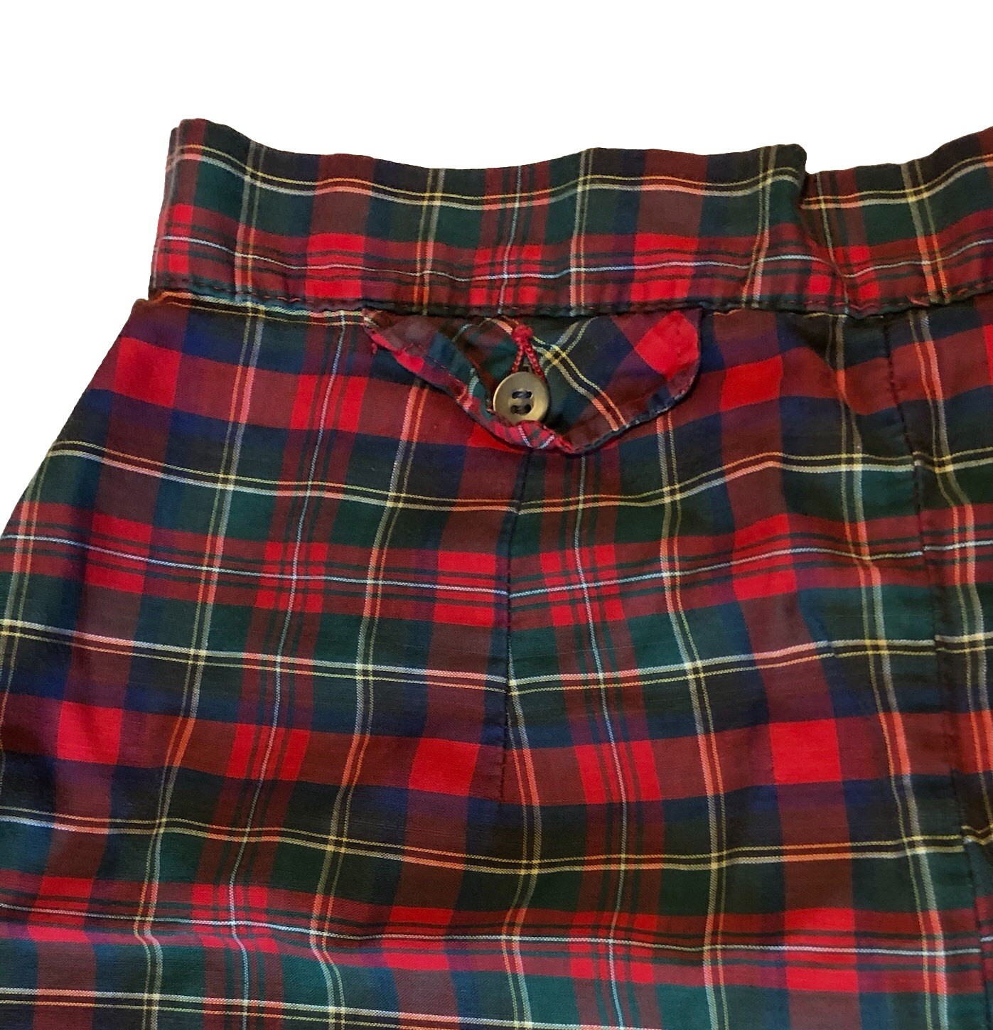 Vintage 1950s Red Plaid High Waist Shorts back Zip Rockabilly Pinup W27 H38